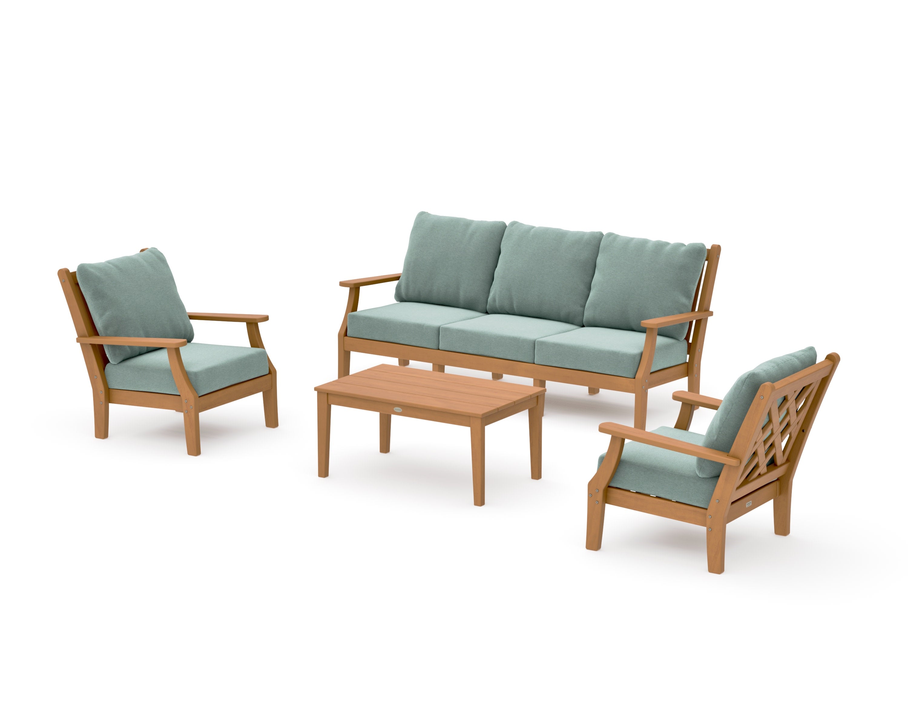 Wovendale 4-Piece Deep Seating Set with Sofa in Natural / Glacier Spa