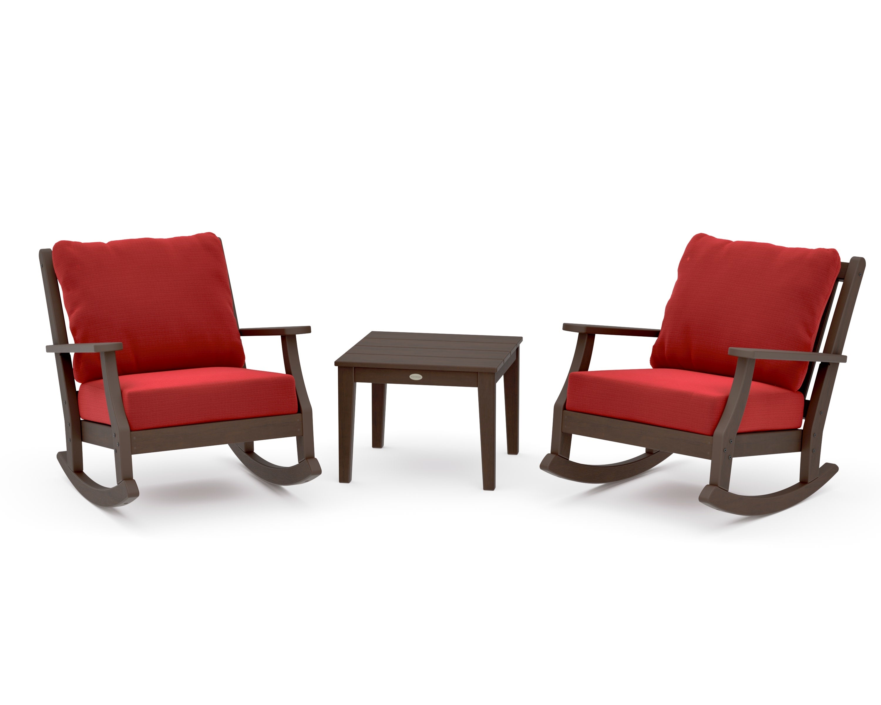 Wovendale 3-Piece Deep Seating Rocker Set in Kona / Crimson Linen