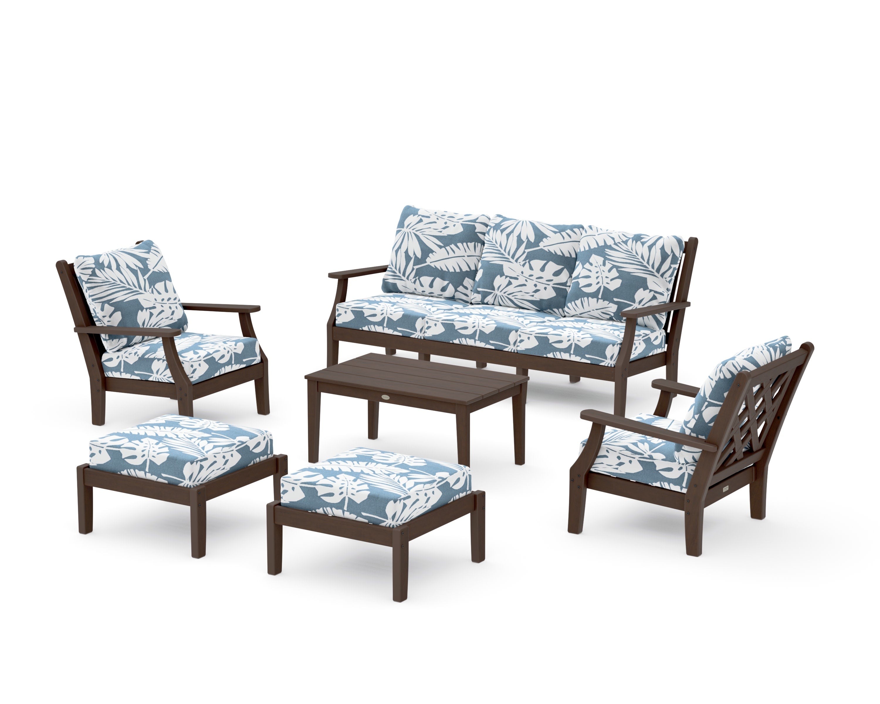Wovendale 6-Piece Lounge Sofa Set in Kona / Leaf Sky Blue