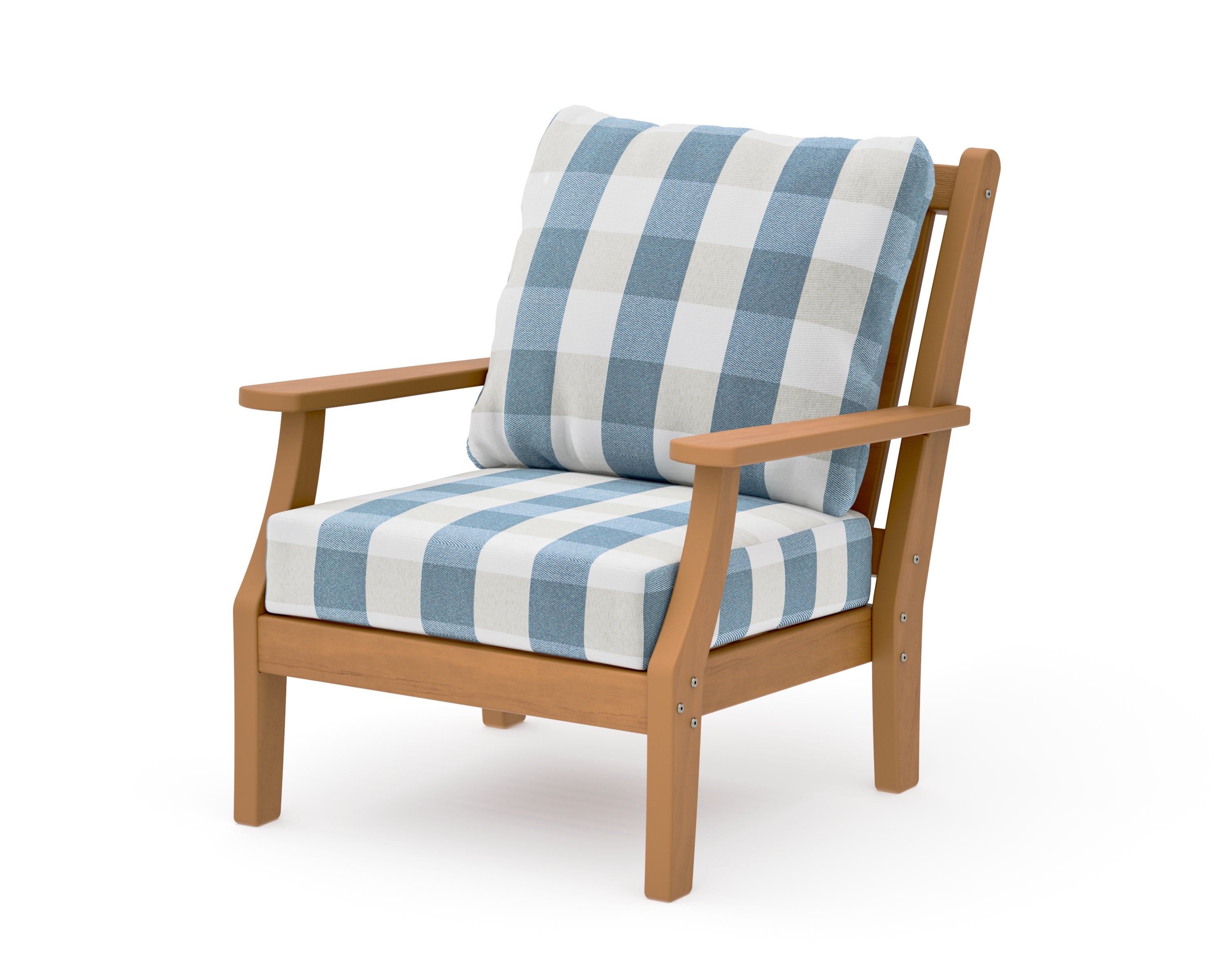 Wovendale Deep Seating Chair in Natural / Buffalo Plaid Sky Blue