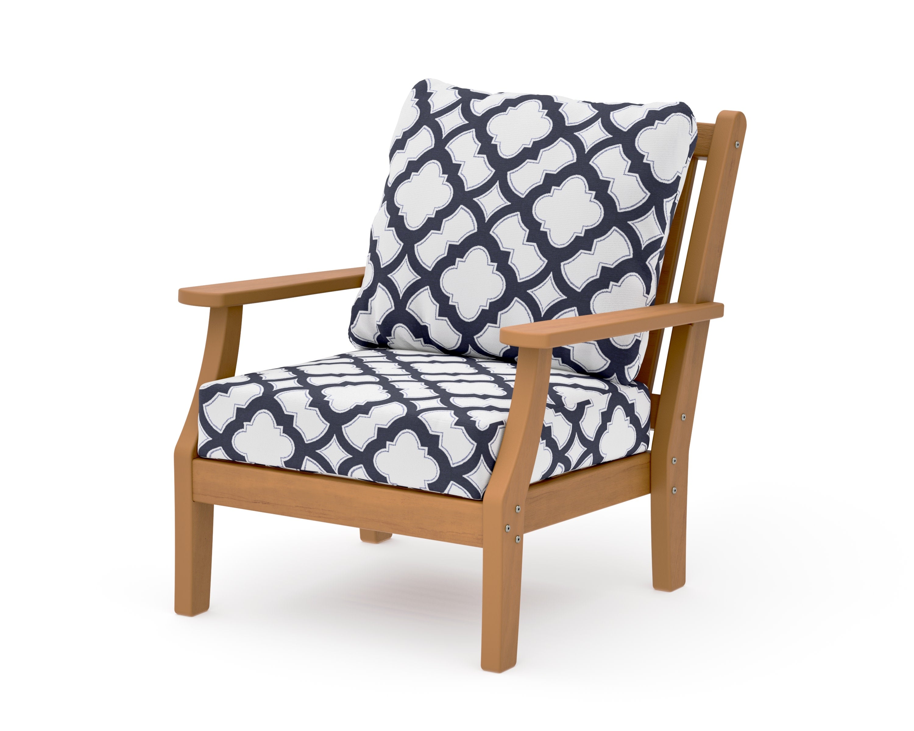 Wovendale Deep Seating Chair in Natural / Trellis Navy