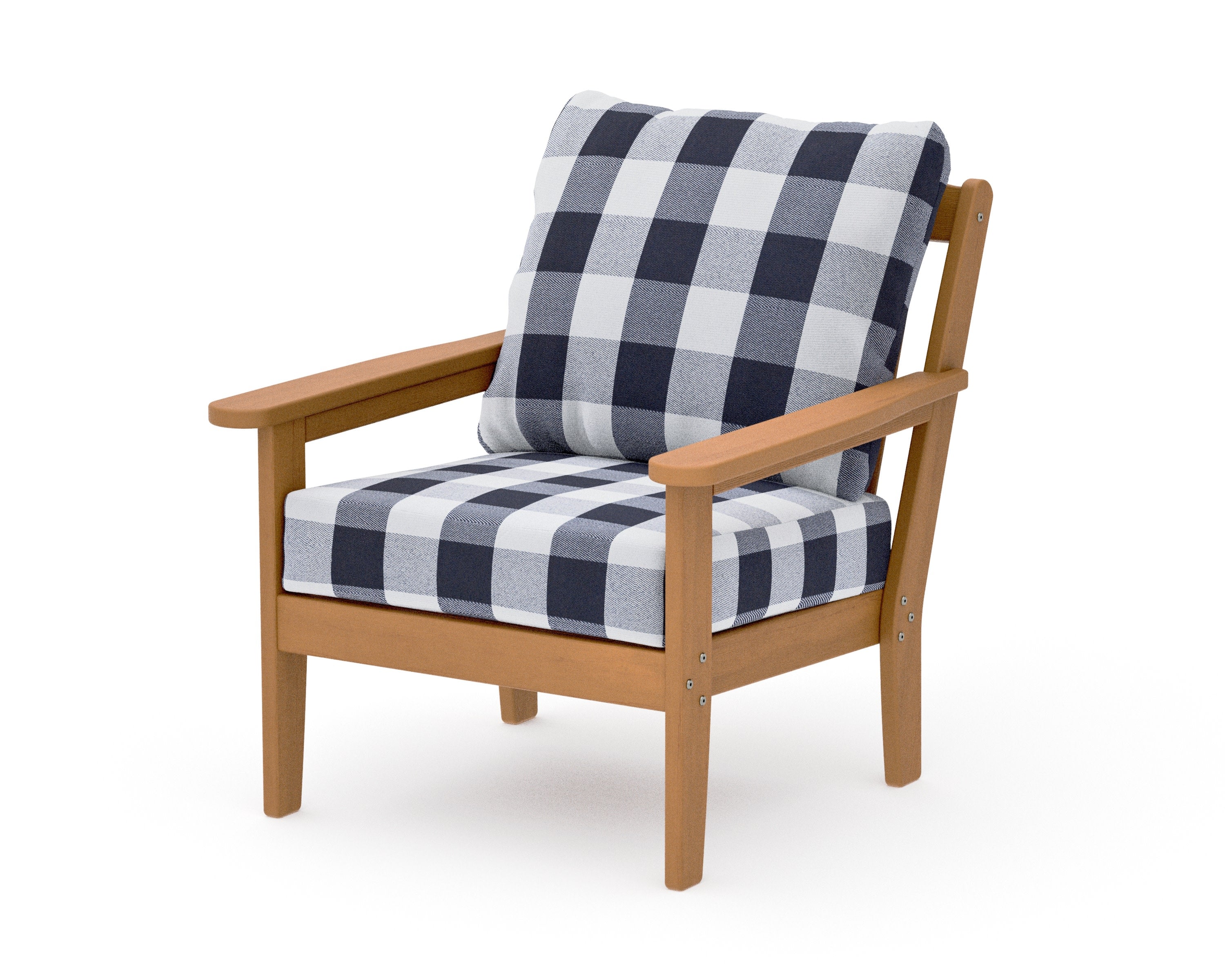 Cottage Deep Seating Chair in Natural / Buffalo Plaid Navy