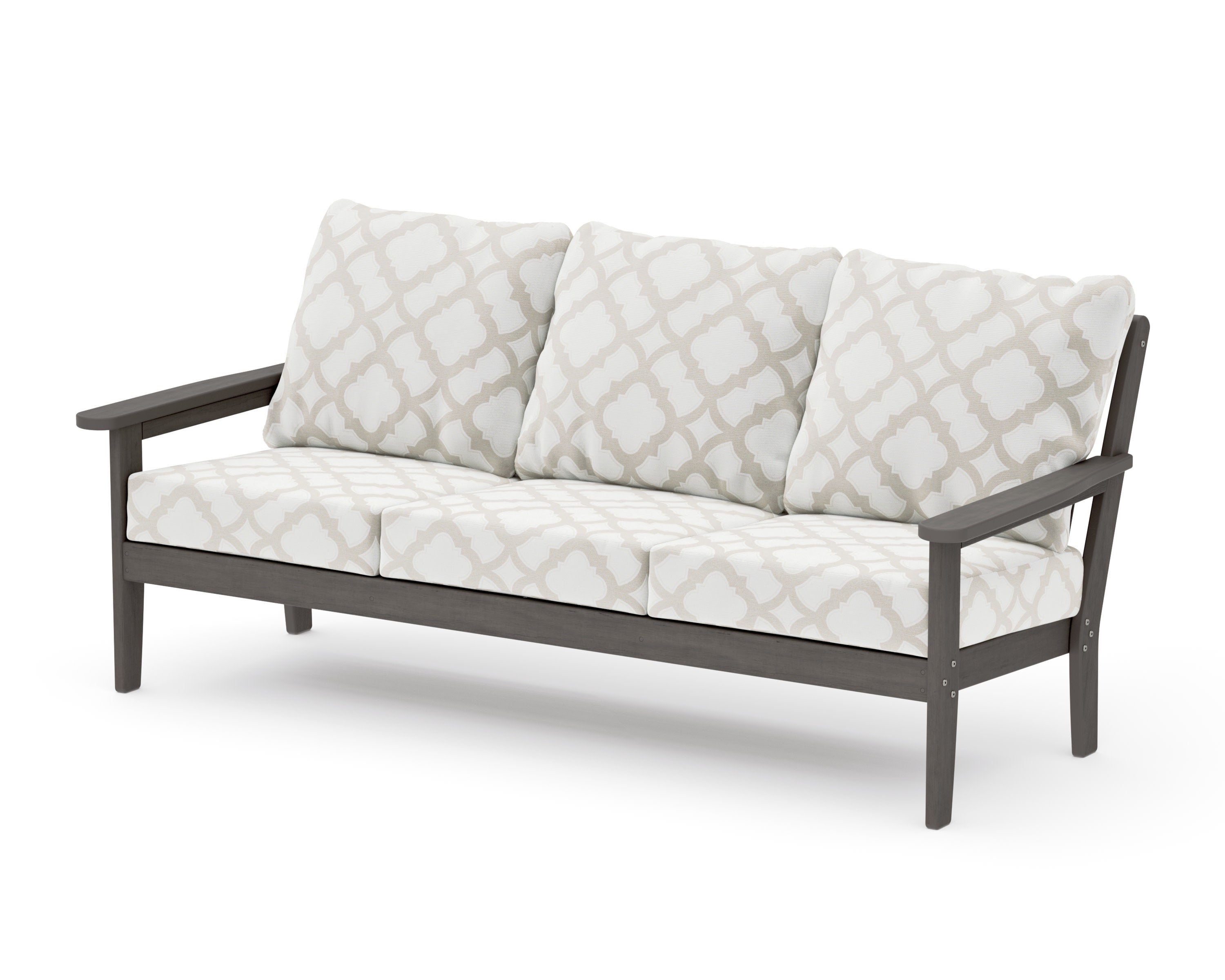 Cottage Deep Seating Sofa in Driftwood / Trellis Dune Burlap