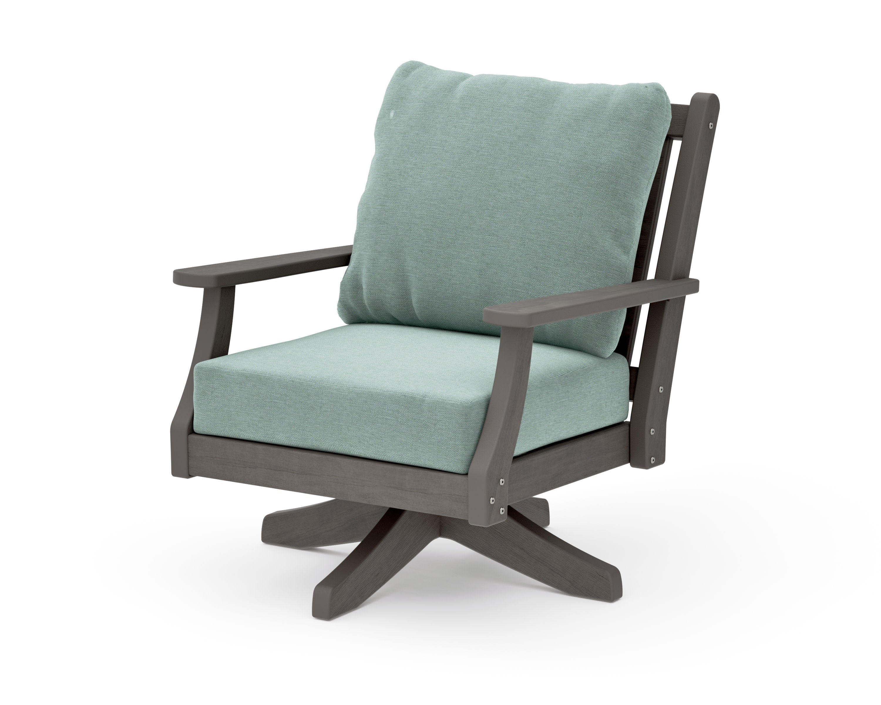 Wovendale Deep Seating Swivel Chair in Driftwood / Glacier Spa