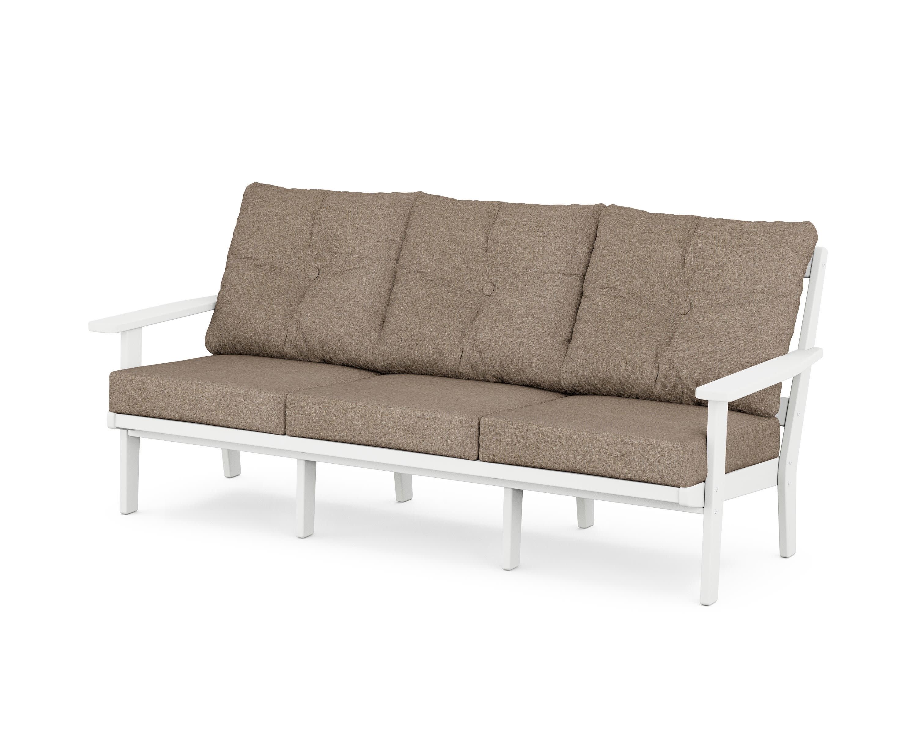PrairieDeep Seating Sofa in White / Spiced Burlap