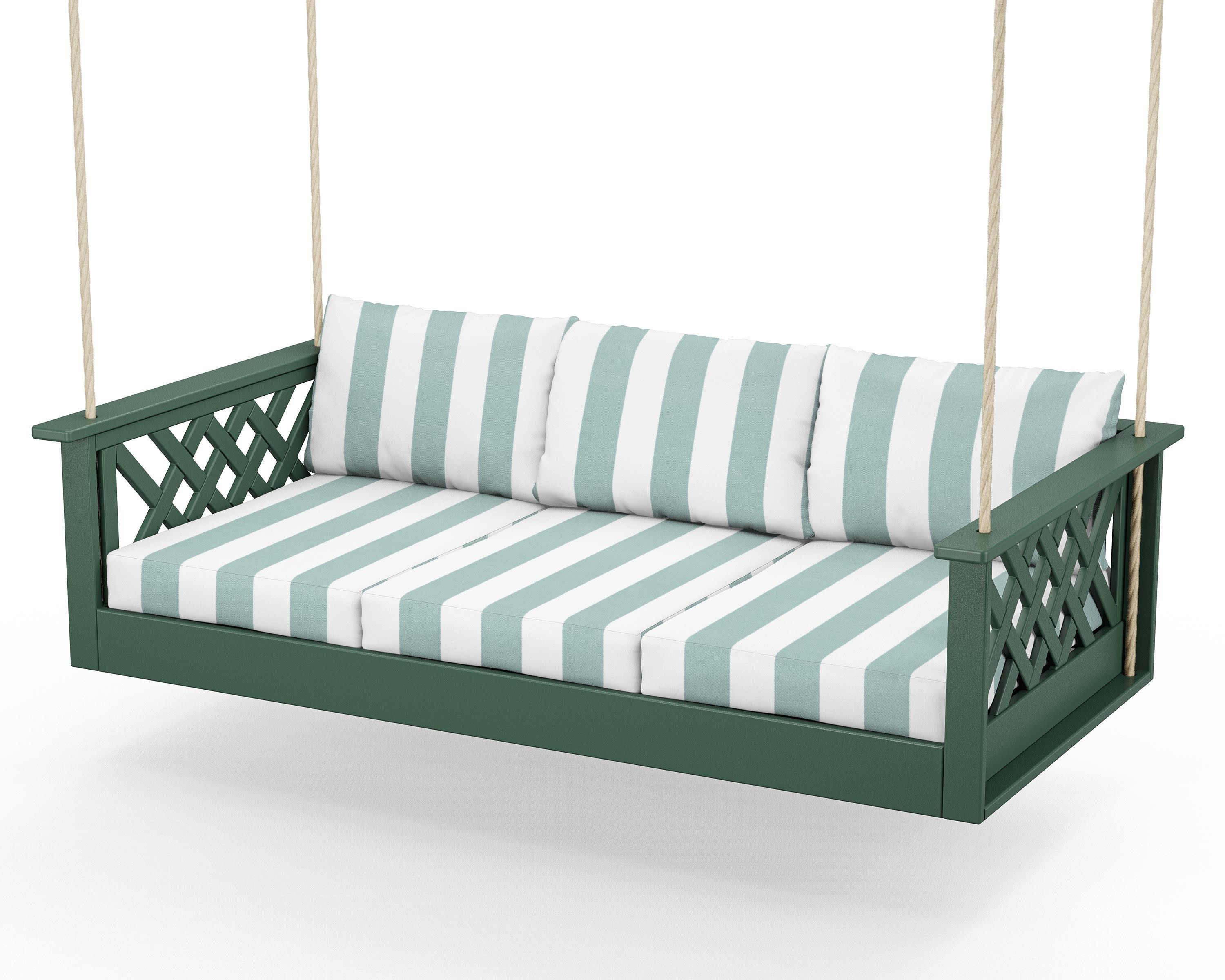 Wovendale Daybed Swing in Green / Cabana Stripe Glacier Spa