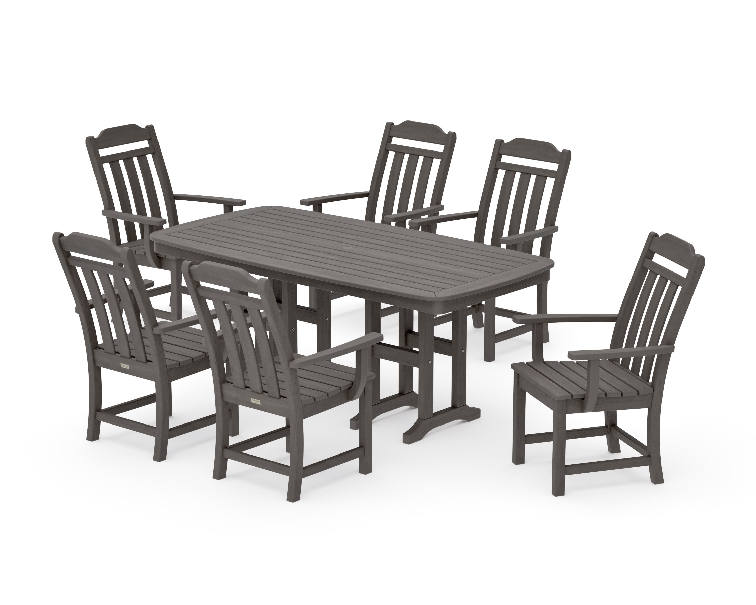 Cottage Arm Chair 7-Piece Dining Set in Driftwood