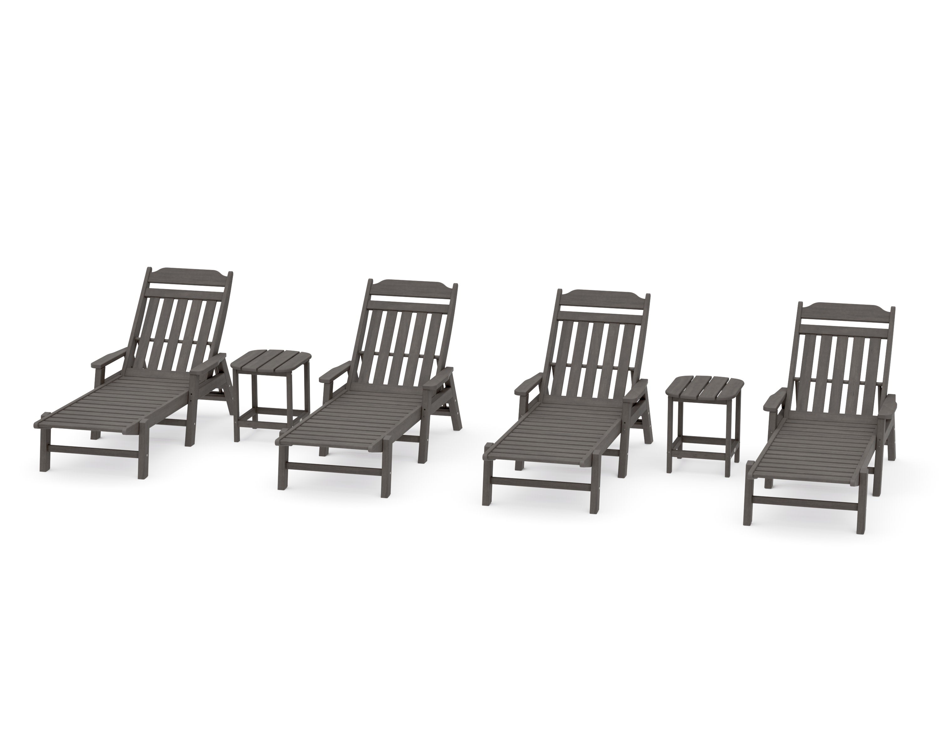 Cottage 6-Piece Chaise Set with Arms in Driftwood
