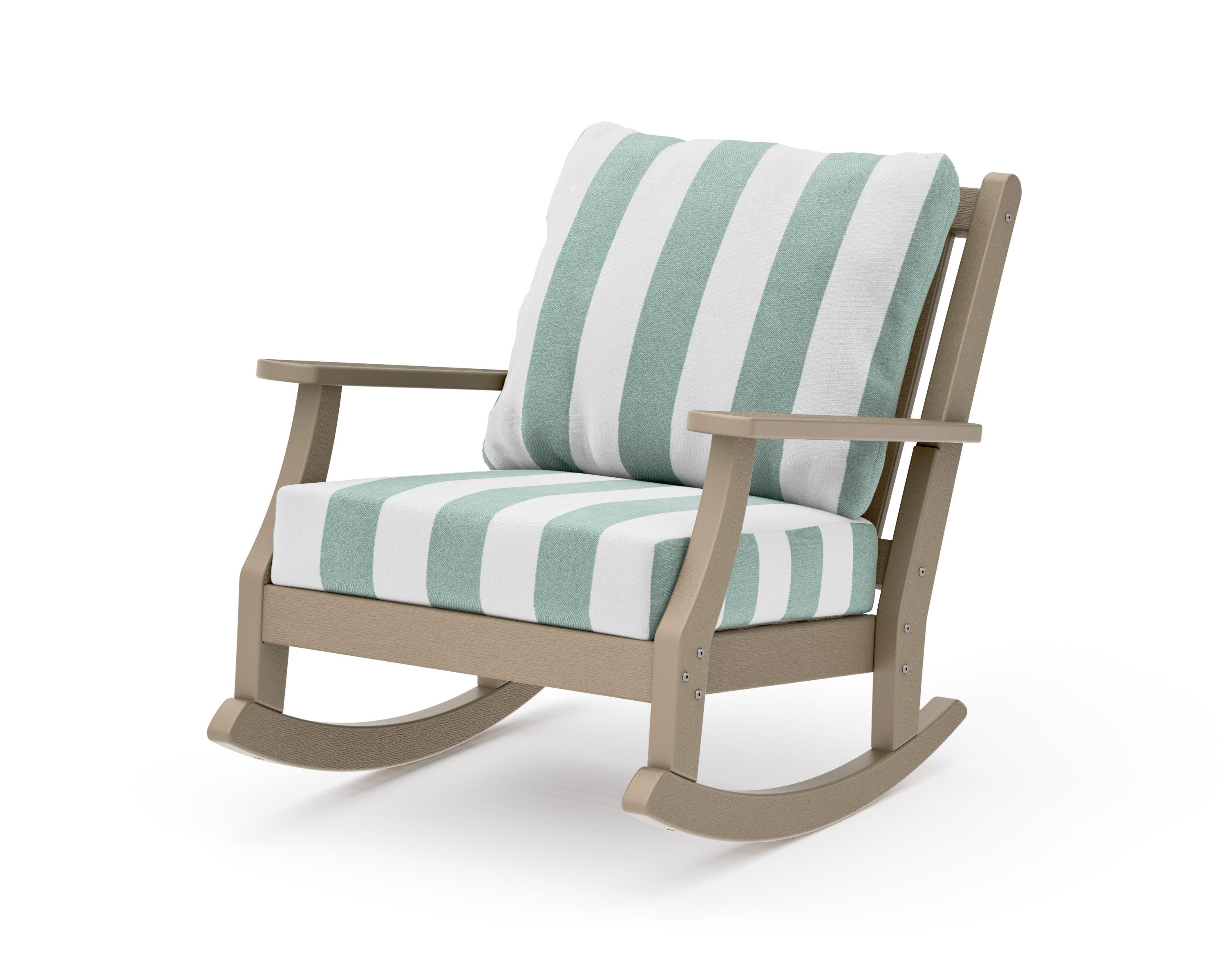 Wovendale Deep Seating Rocking Chair in Vintage Sahara / Cabana Stripe Glacier Spa