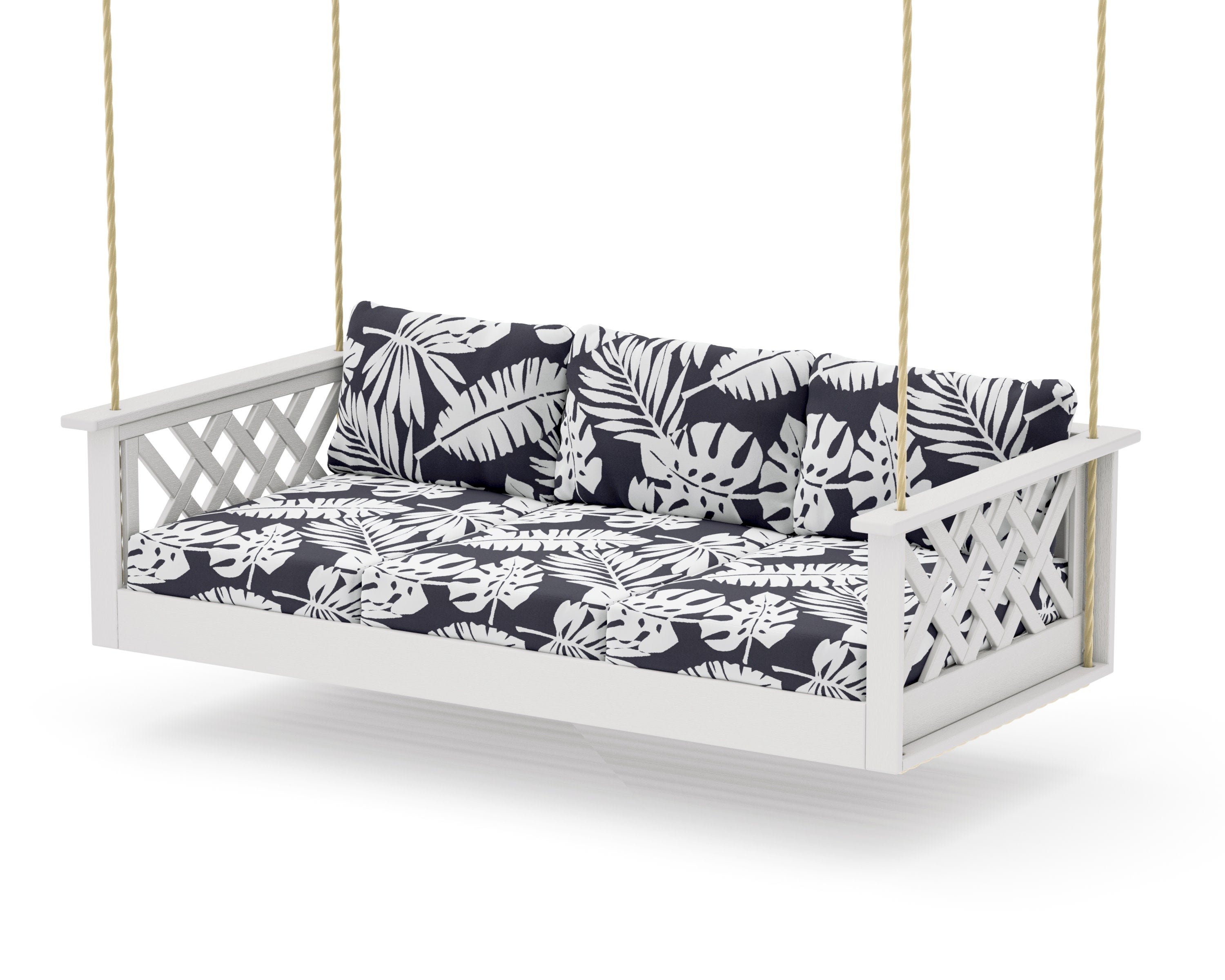 Wovendale Daybed Swing in Vintage White / Leaf Navy