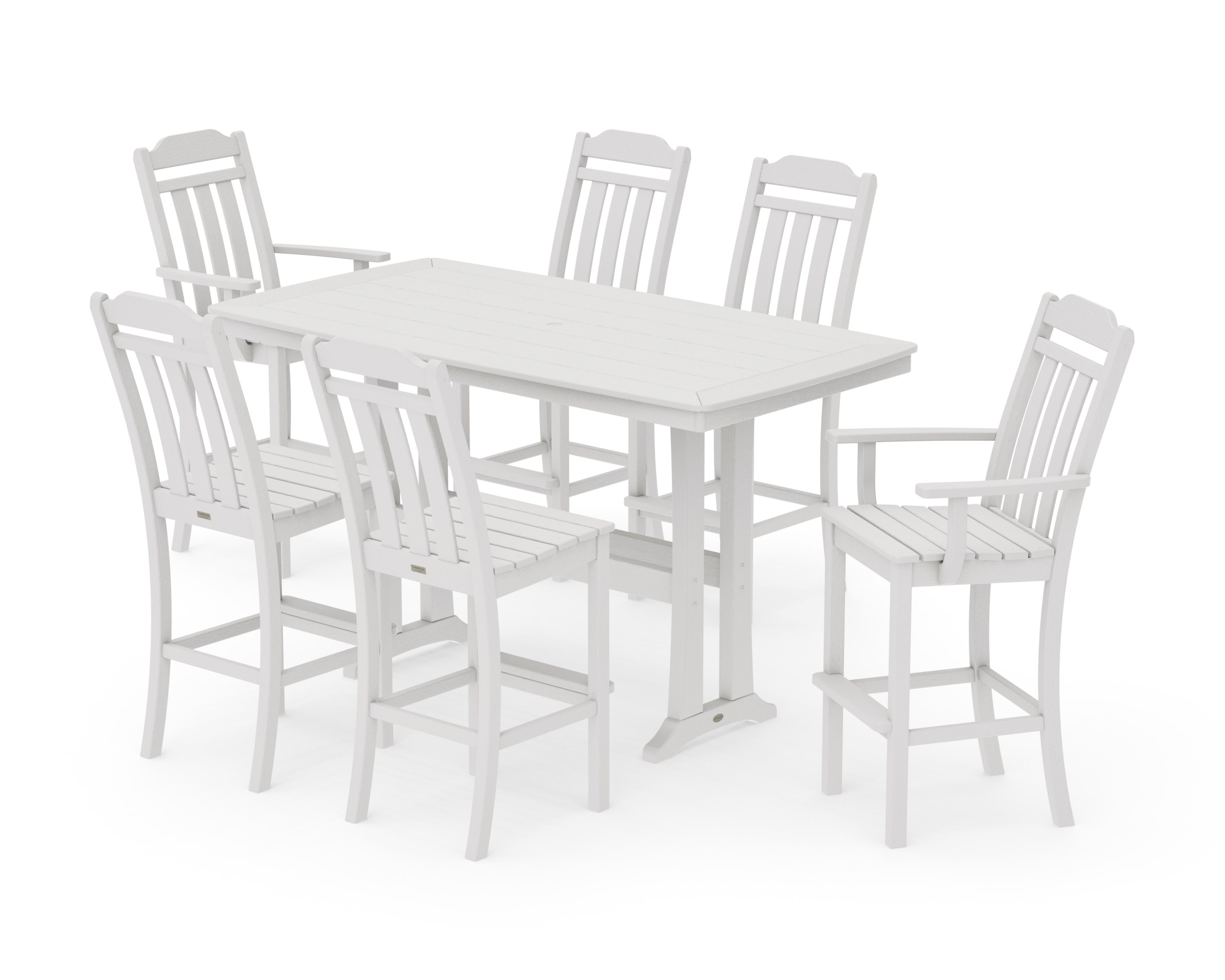 Cottage 7-Piece Bar Set with Trestle Legs in Vintage White