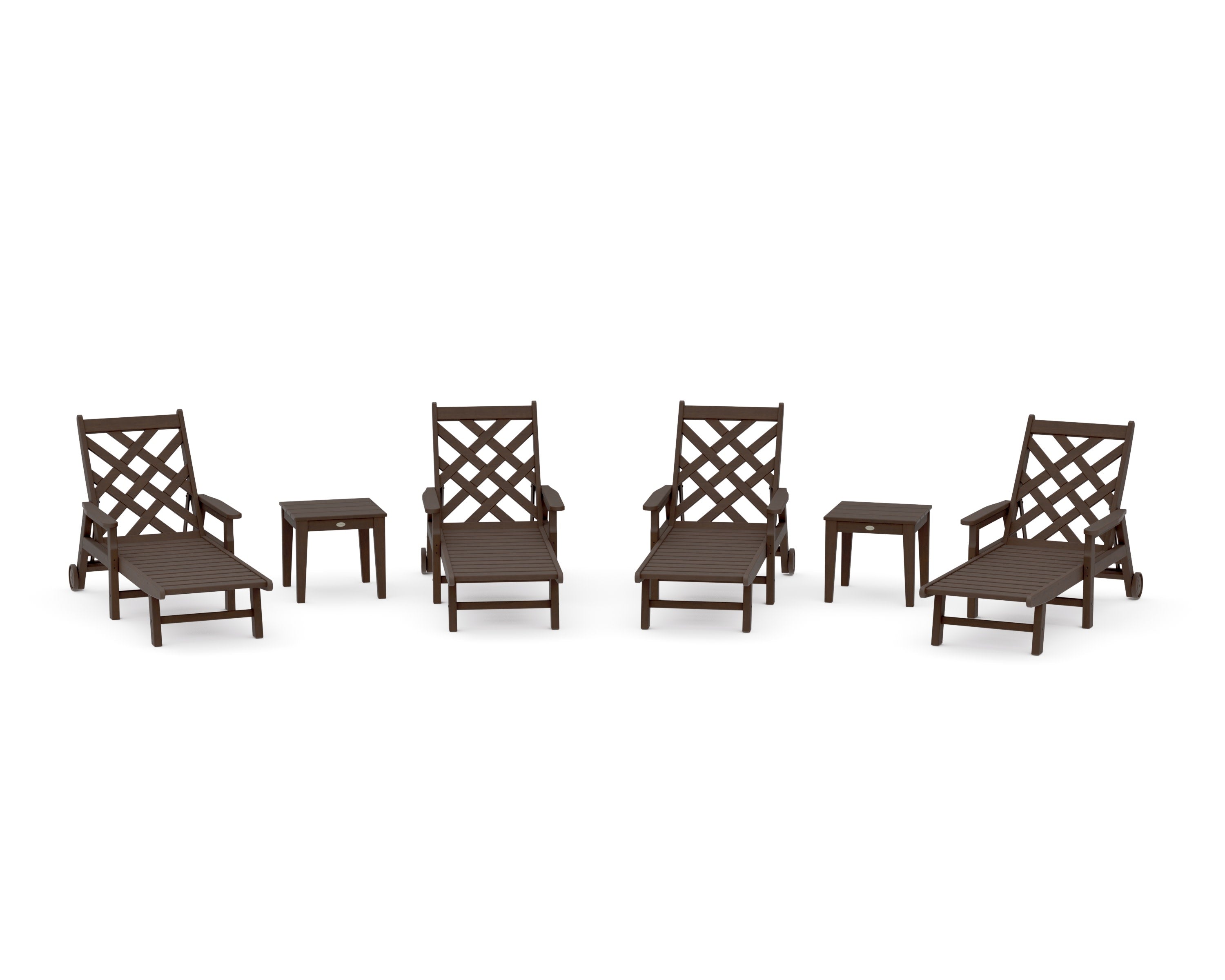 Wovendale 6-Piece Chaise Set with Arms and Wheels in Kona