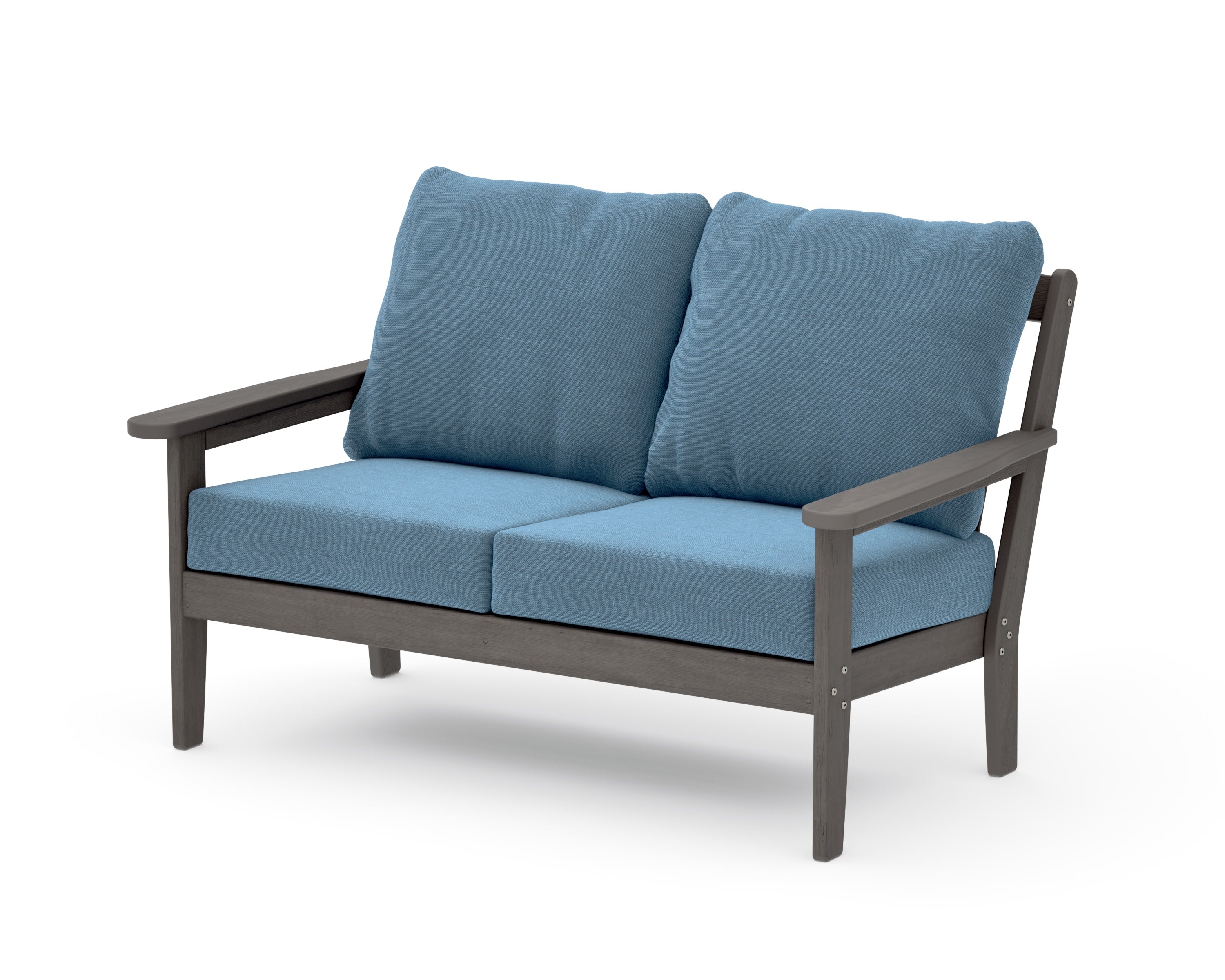 Cottage Deep Seating Loveseat in Driftwood / Sky Blue