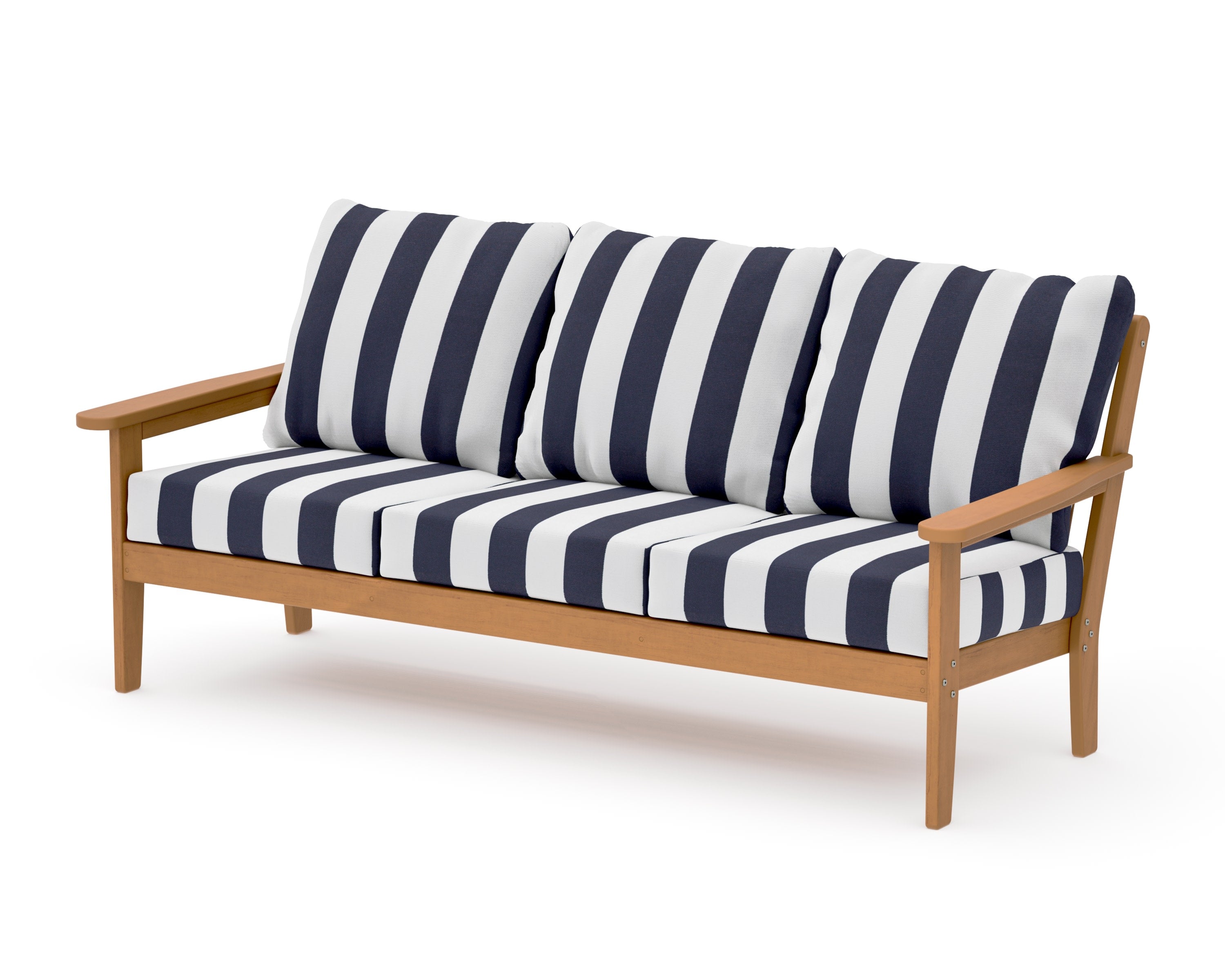 Cottage Deep Seating Sofa in Natural / Cabana Stripe Navy