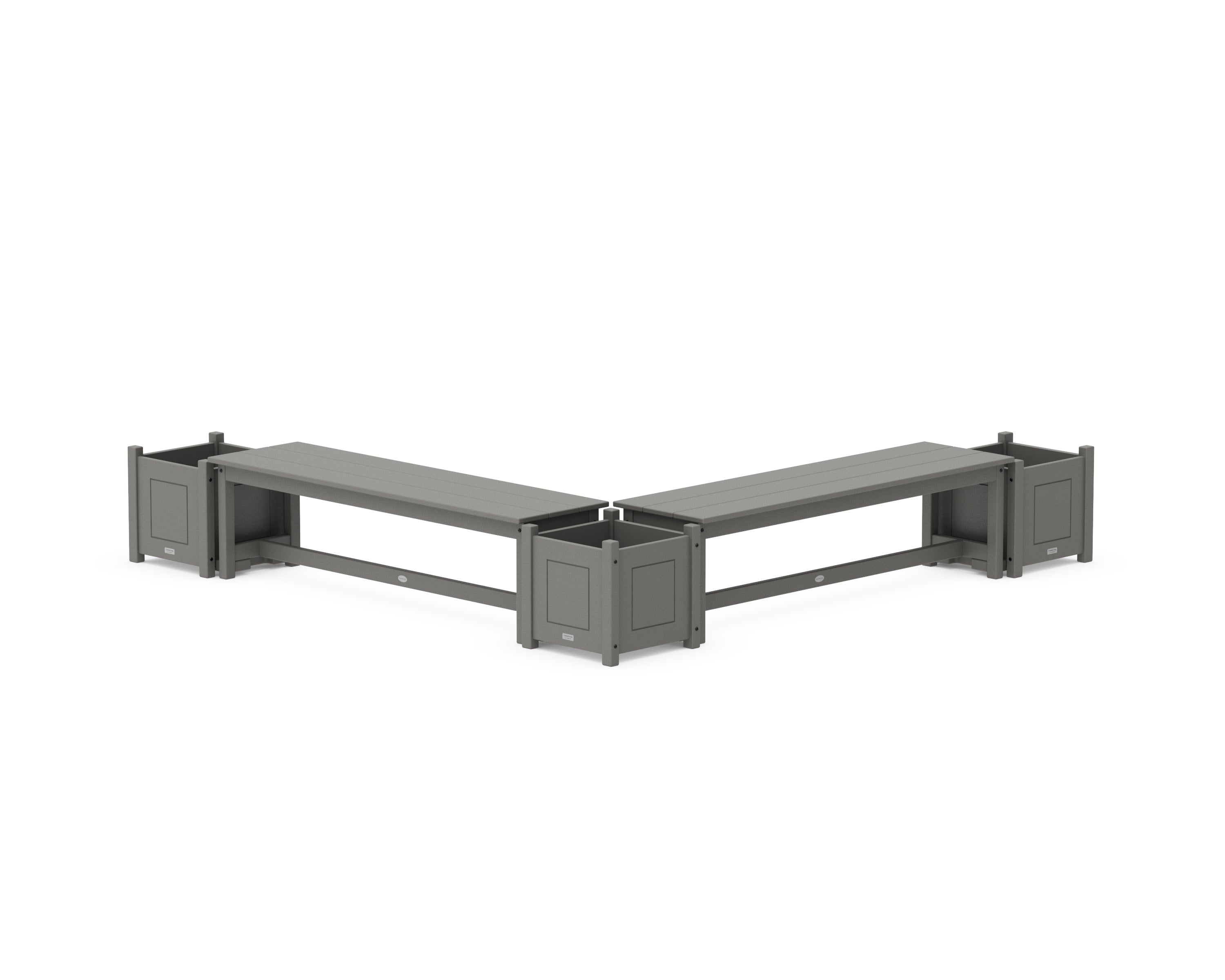 60" Country Living L- Shaped Planter Bench Corner Set in Slate Grey