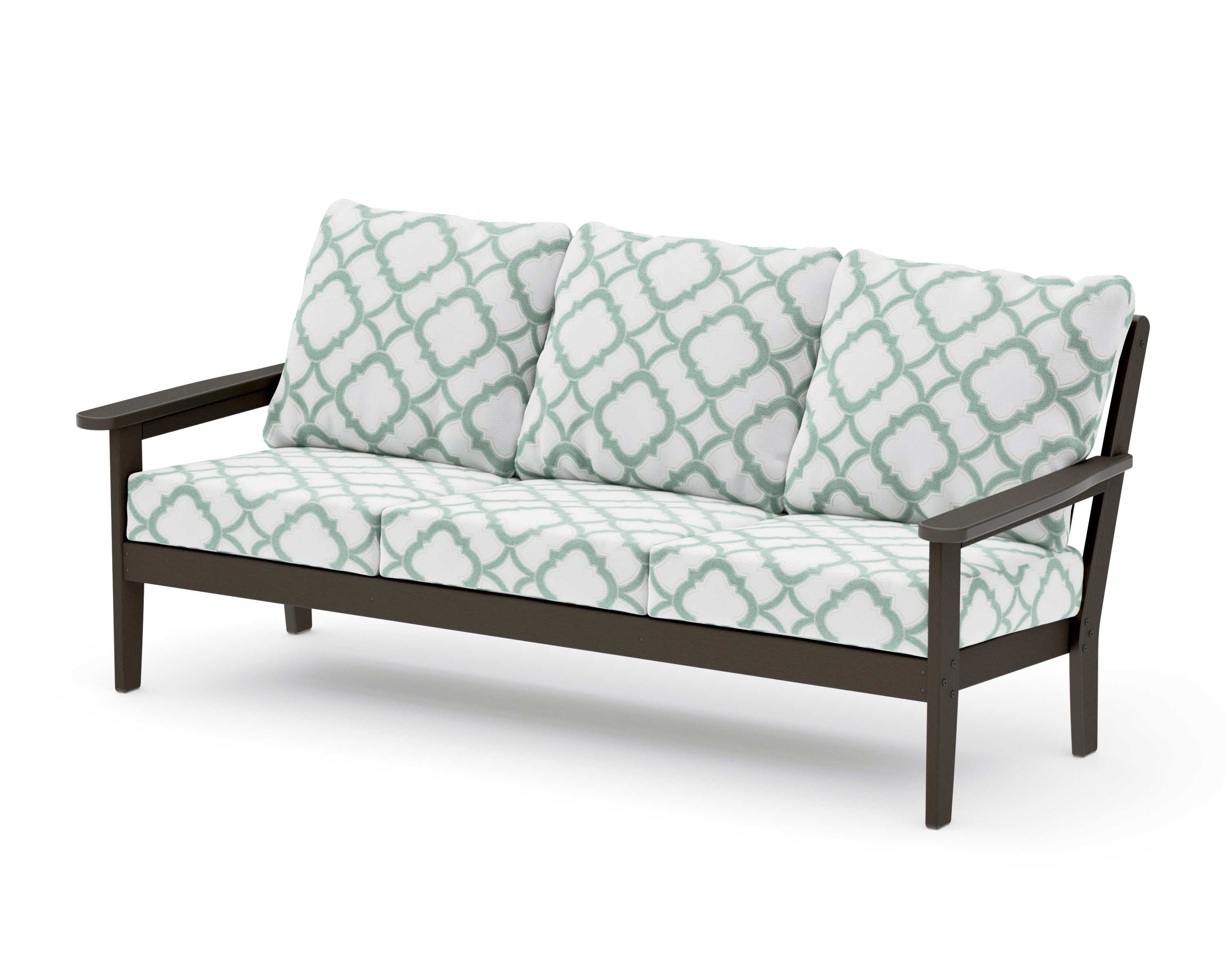 Cottage Deep Seating Sofa in Vintage Coffee / Trellis Glacier Spa