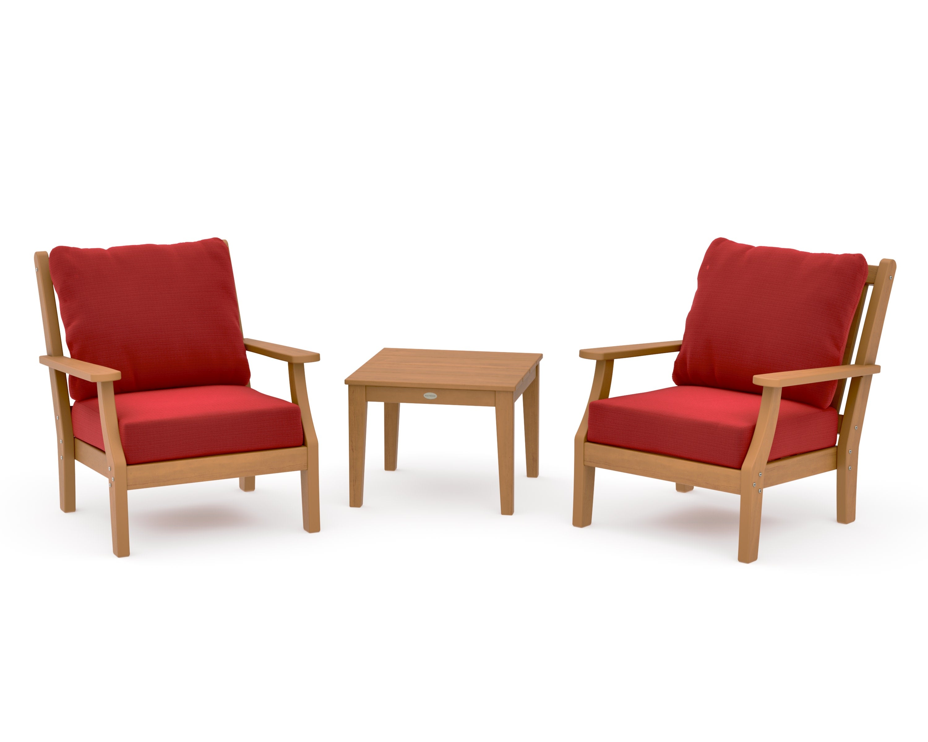 Wovendale 3-Piece Deep Seating Set in Natural / Crimson Linen