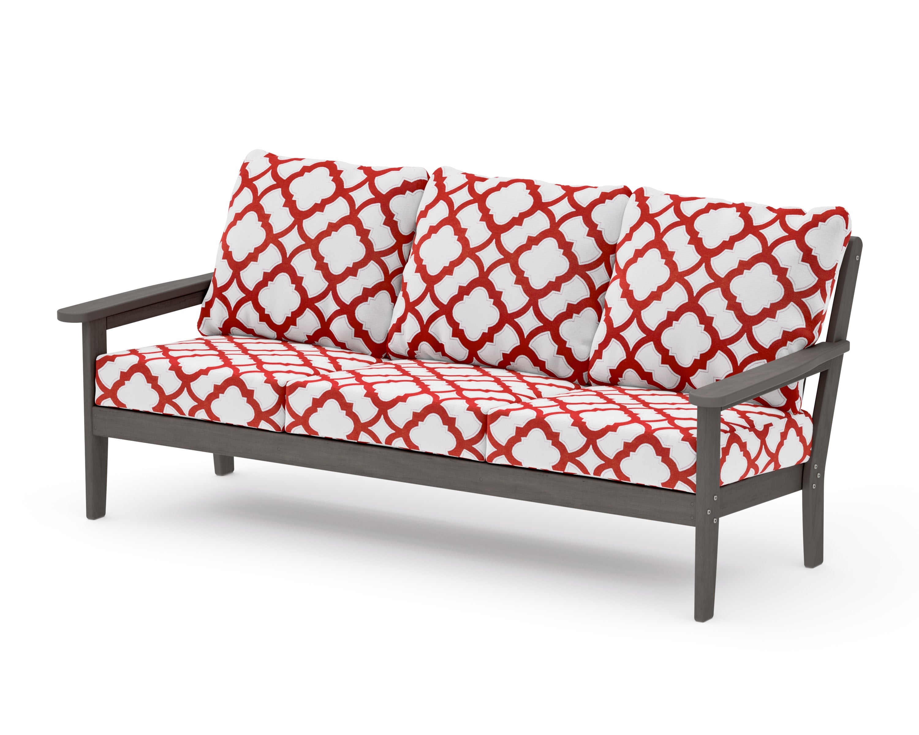 Cottage Deep Seating Sofa in Driftwood / Trellis Crimson