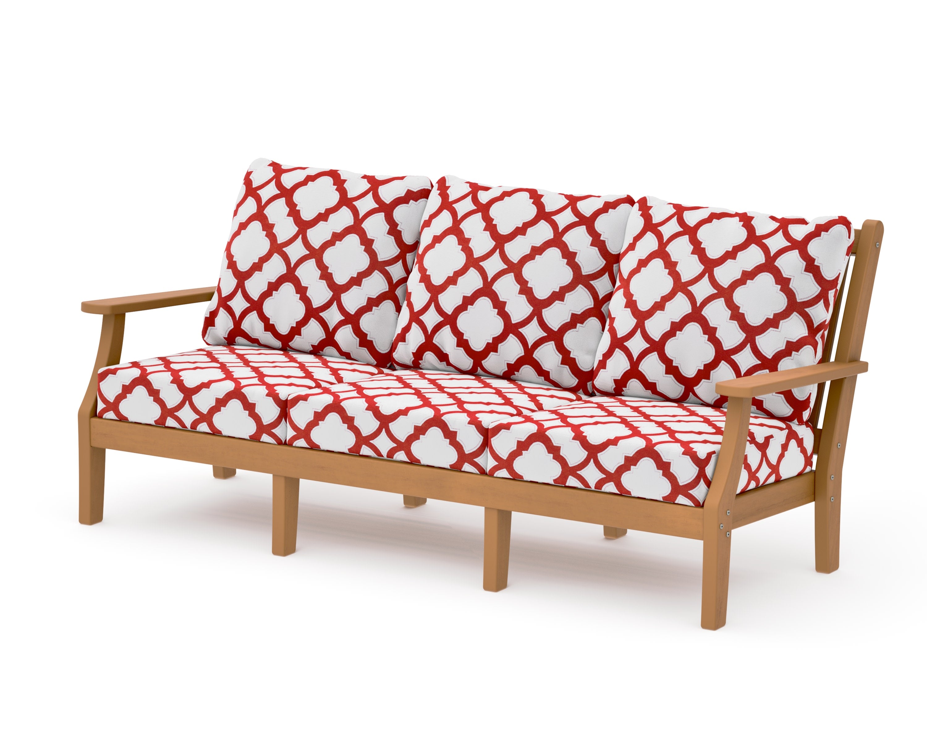 Wovendale Deep Seating Sofa in Natural / Trellis Crimson
