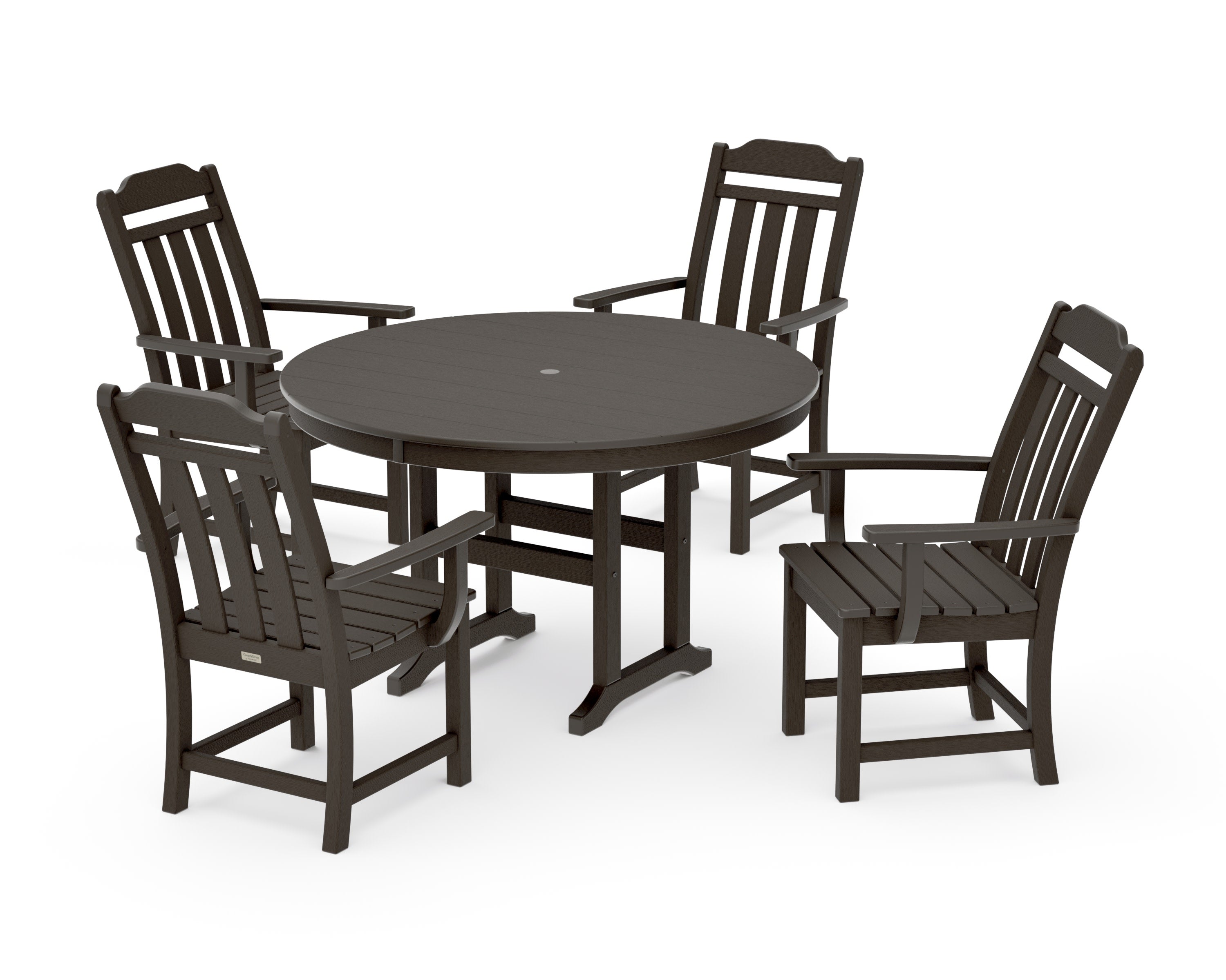 Cottage 5-Piece Round Farmhouse Dining Set in Vintage Coffee