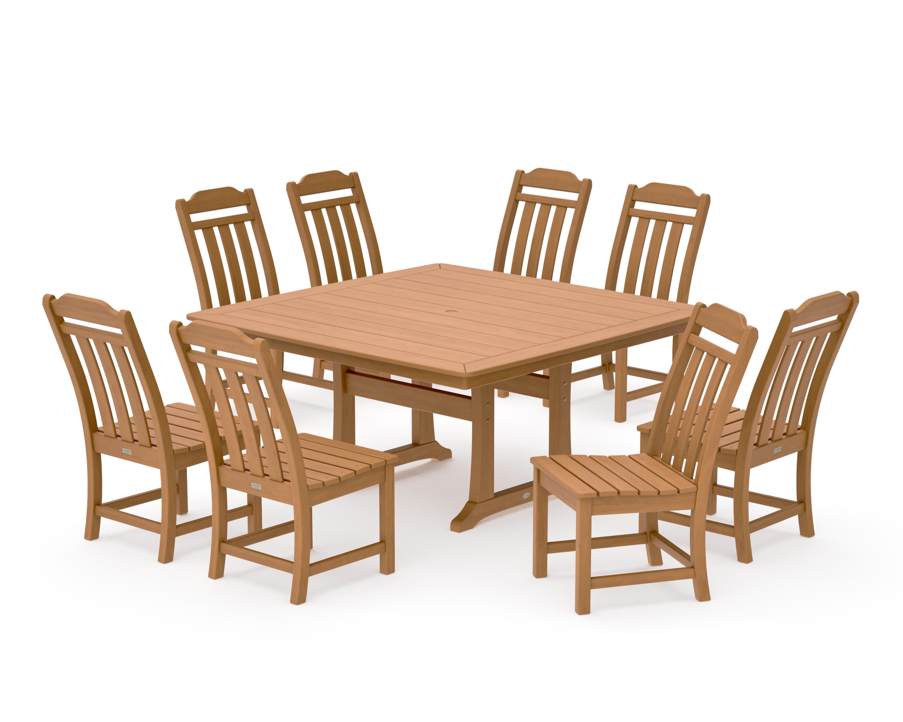 Cottage 9-Piece Square Side Chair Dining Set with Trestle Legs in Natural