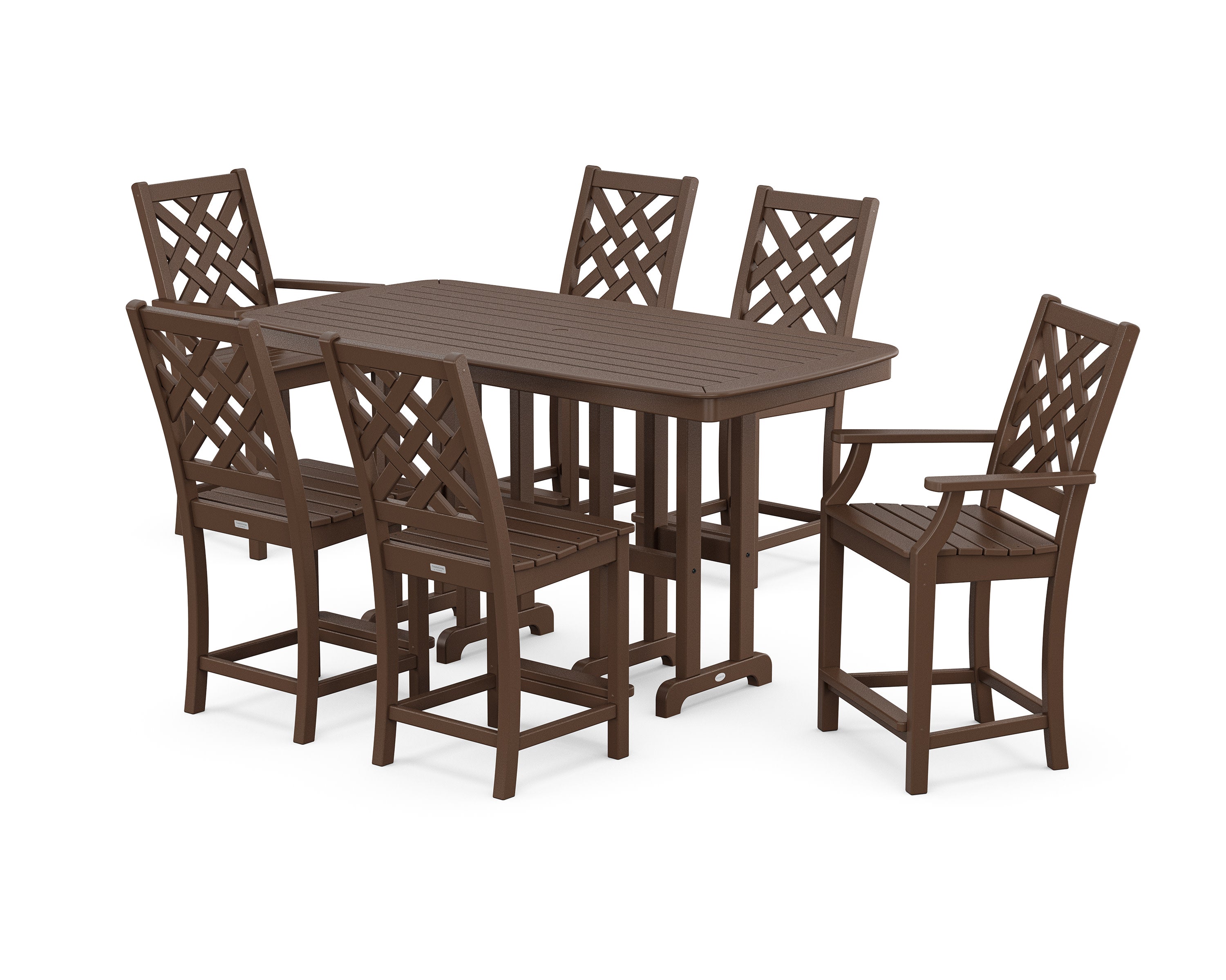 Wovendale 7-Piece Counter Set in Mahogany