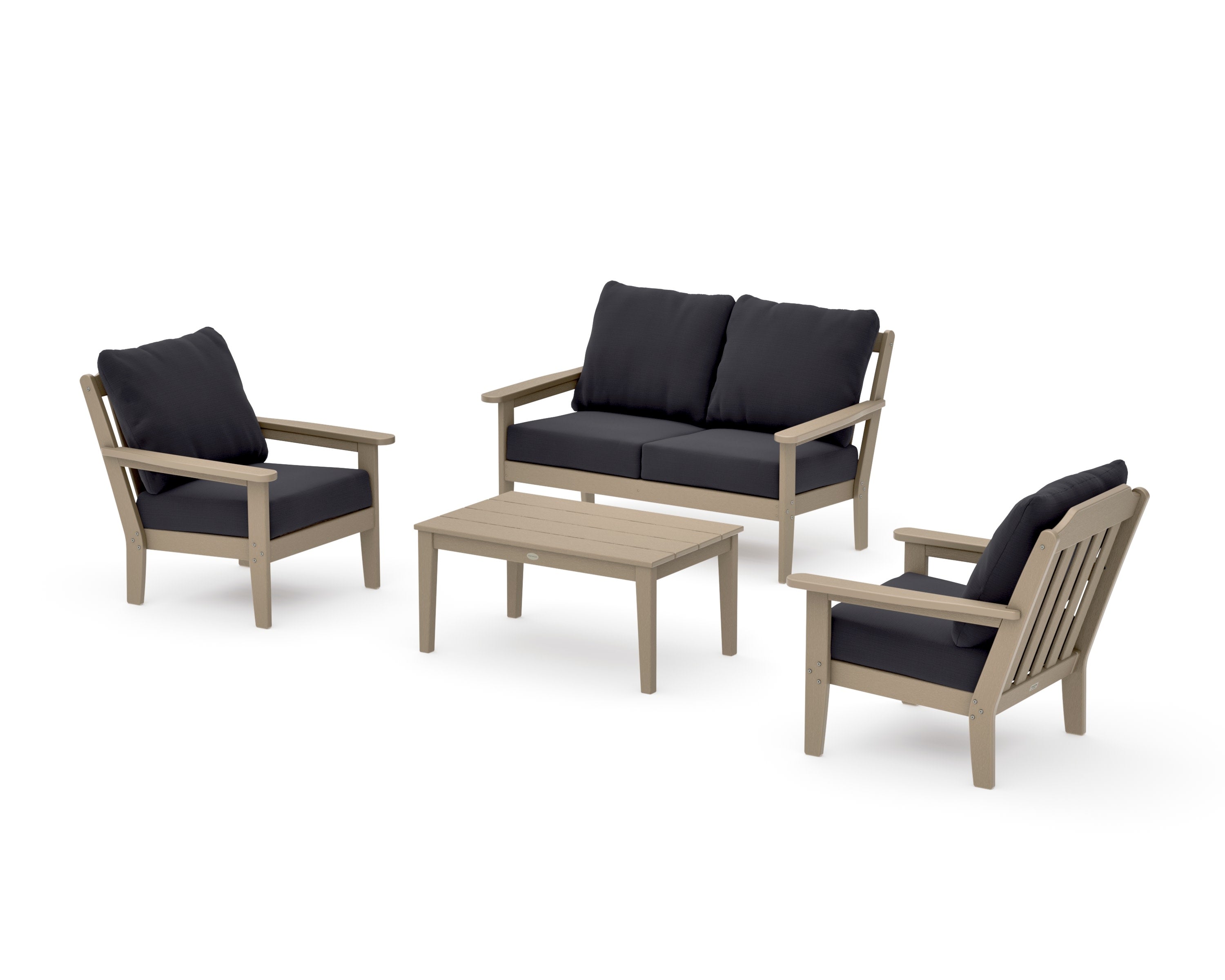 Cottage 4-Piece Deep Seating Set with Loveseat in Vintage Sahara / Midnight Linen