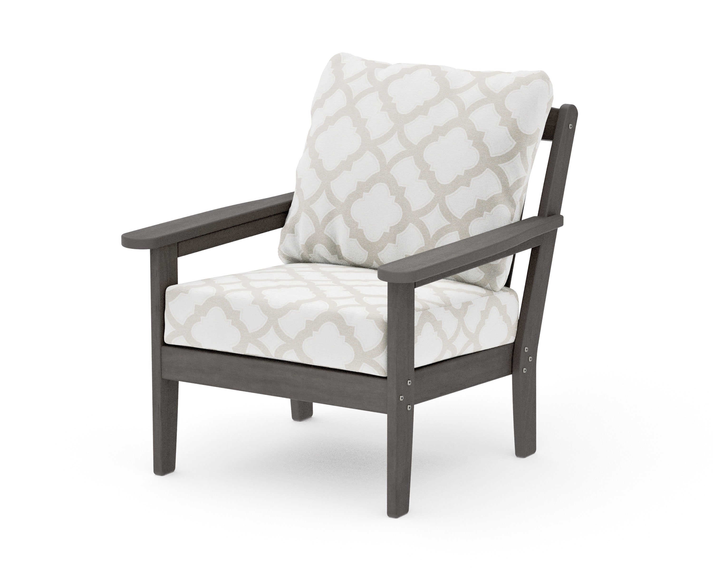 Cottage Deep Seating Chair in Driftwood / Trellis Dune Burlap