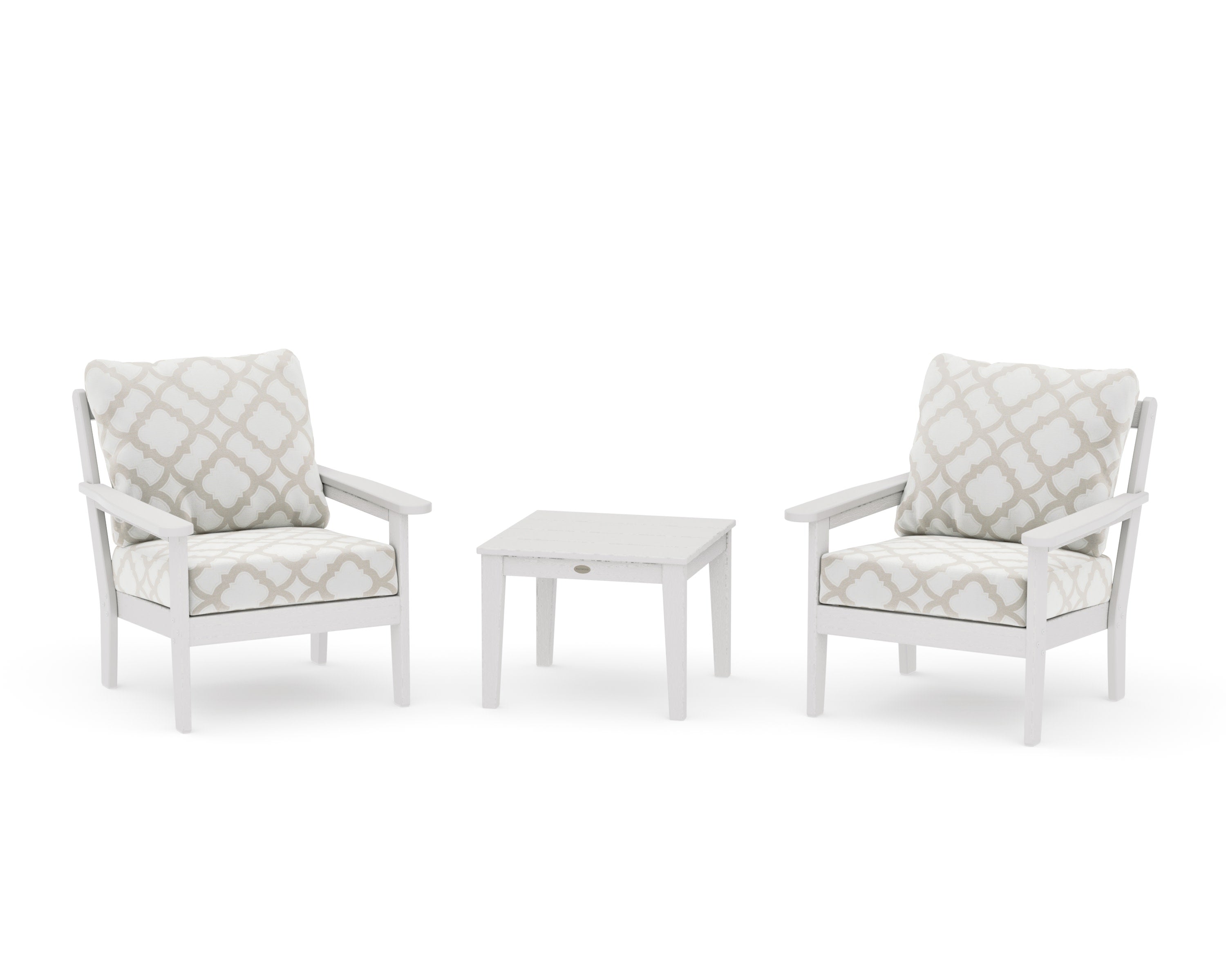 Cottage 3-Piece Deep Seating Set in Vintage White / Trellis Dune Burlap