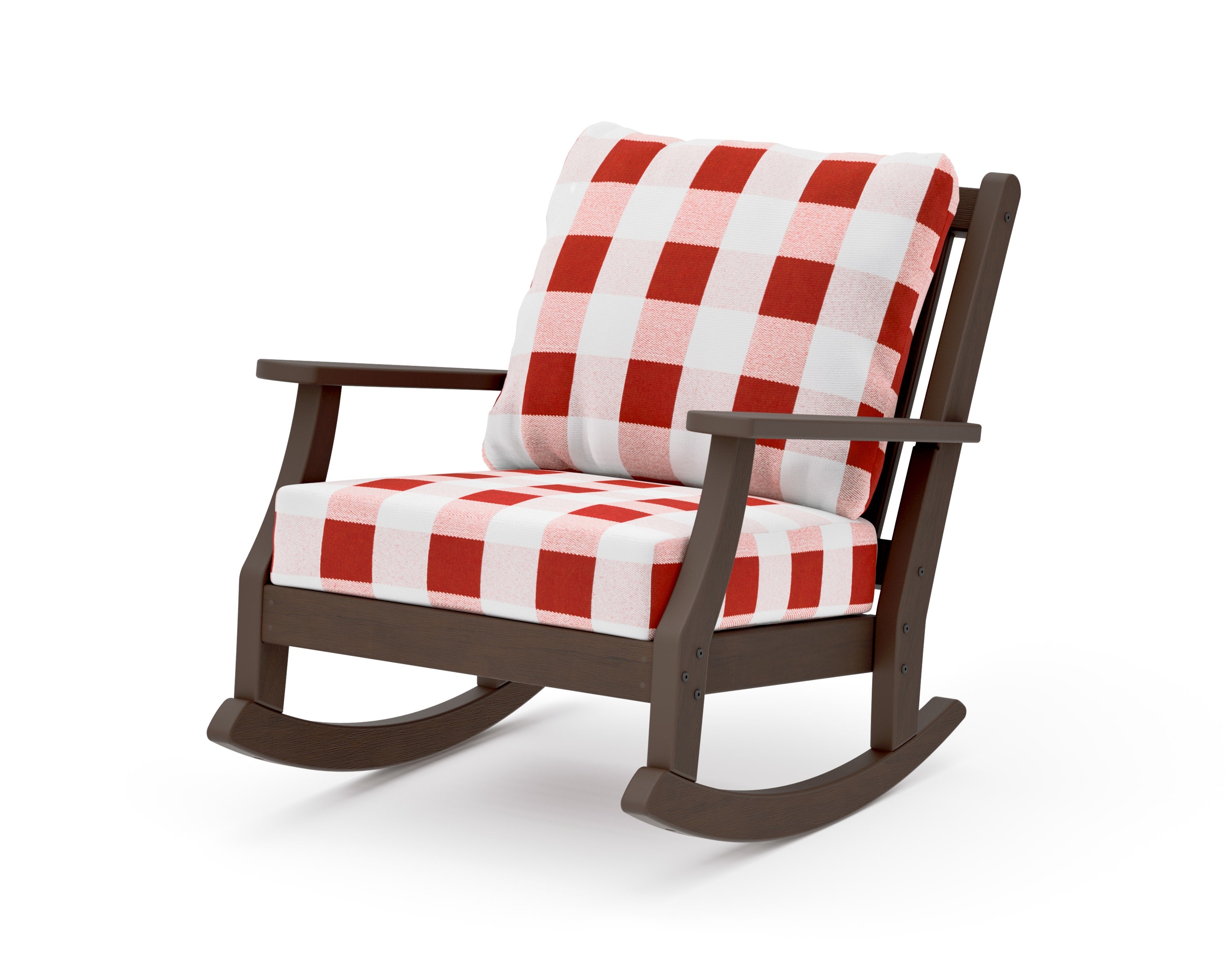 Wovendale Deep Seating Rocking Chair in Kona / Buffalo Plaid Crimson