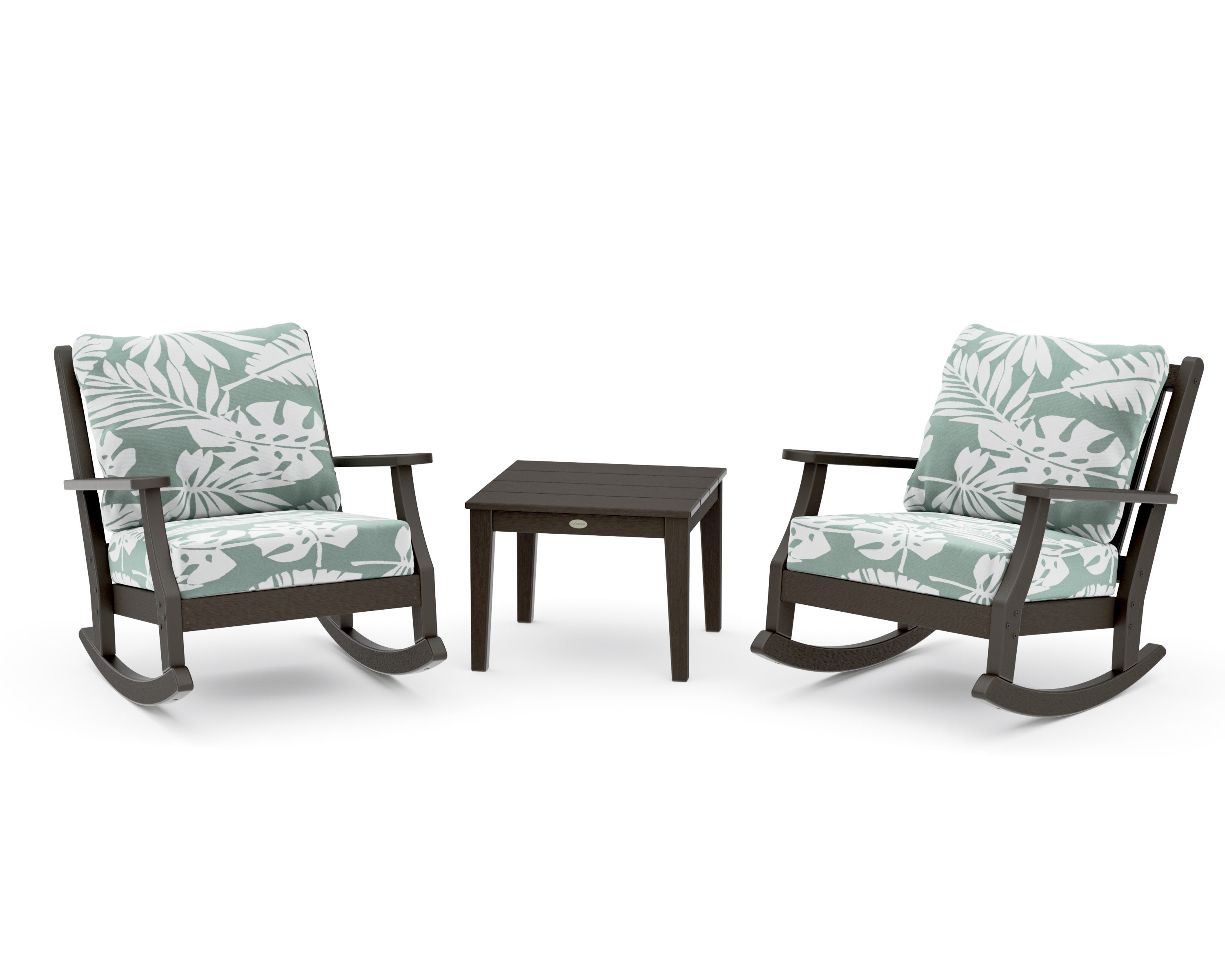 Wovendale 3-Piece Deep Seating Rocker Set in Vintage Coffee / Leaf Glacier Spa