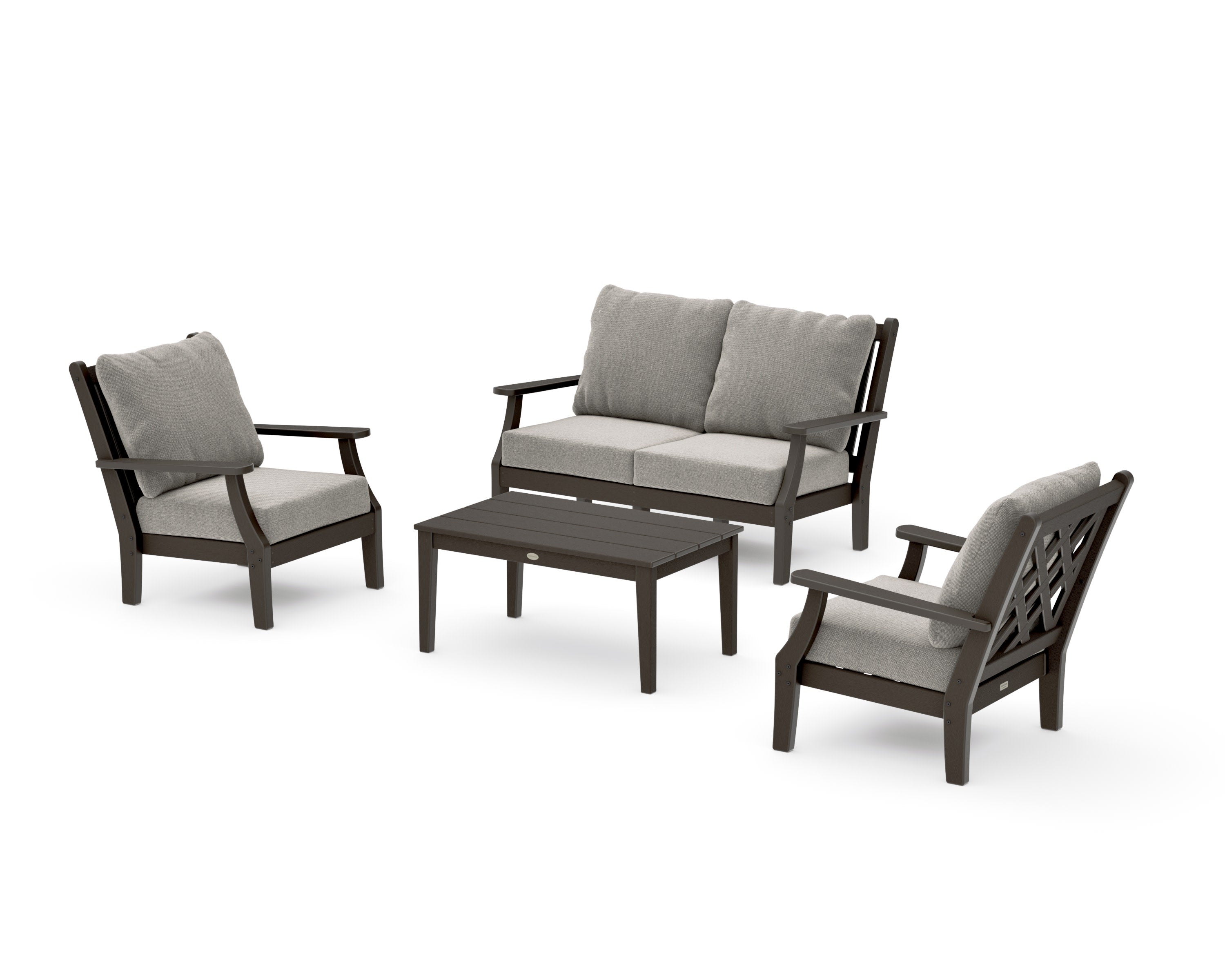 Wovendale 4-Piece Deep Seating Set with Loveseat in Vintage Coffee / Weathered Tweed