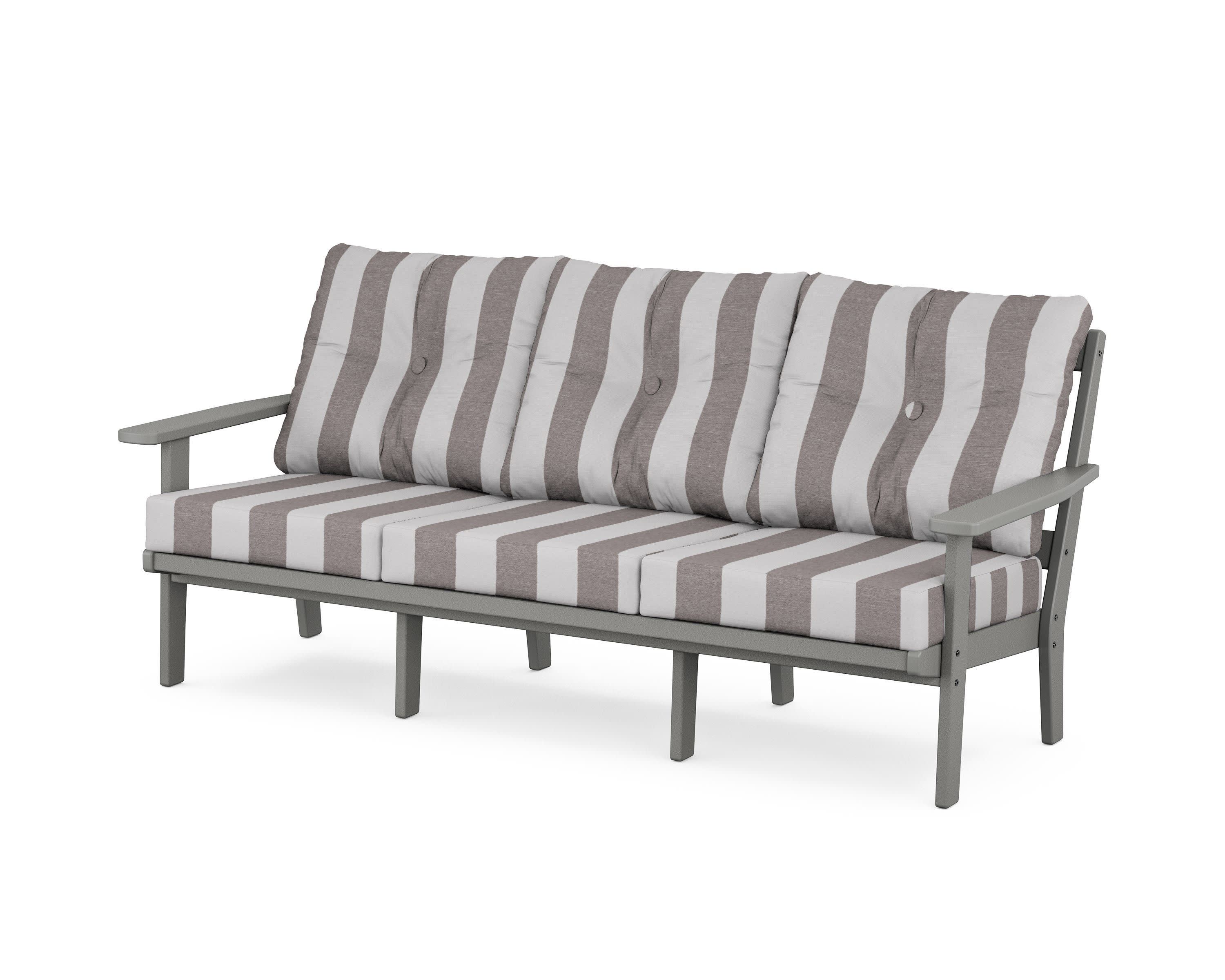 PrairieDeep Seating Sofa in Slate Grey / Cabana Stripe Grey Mist