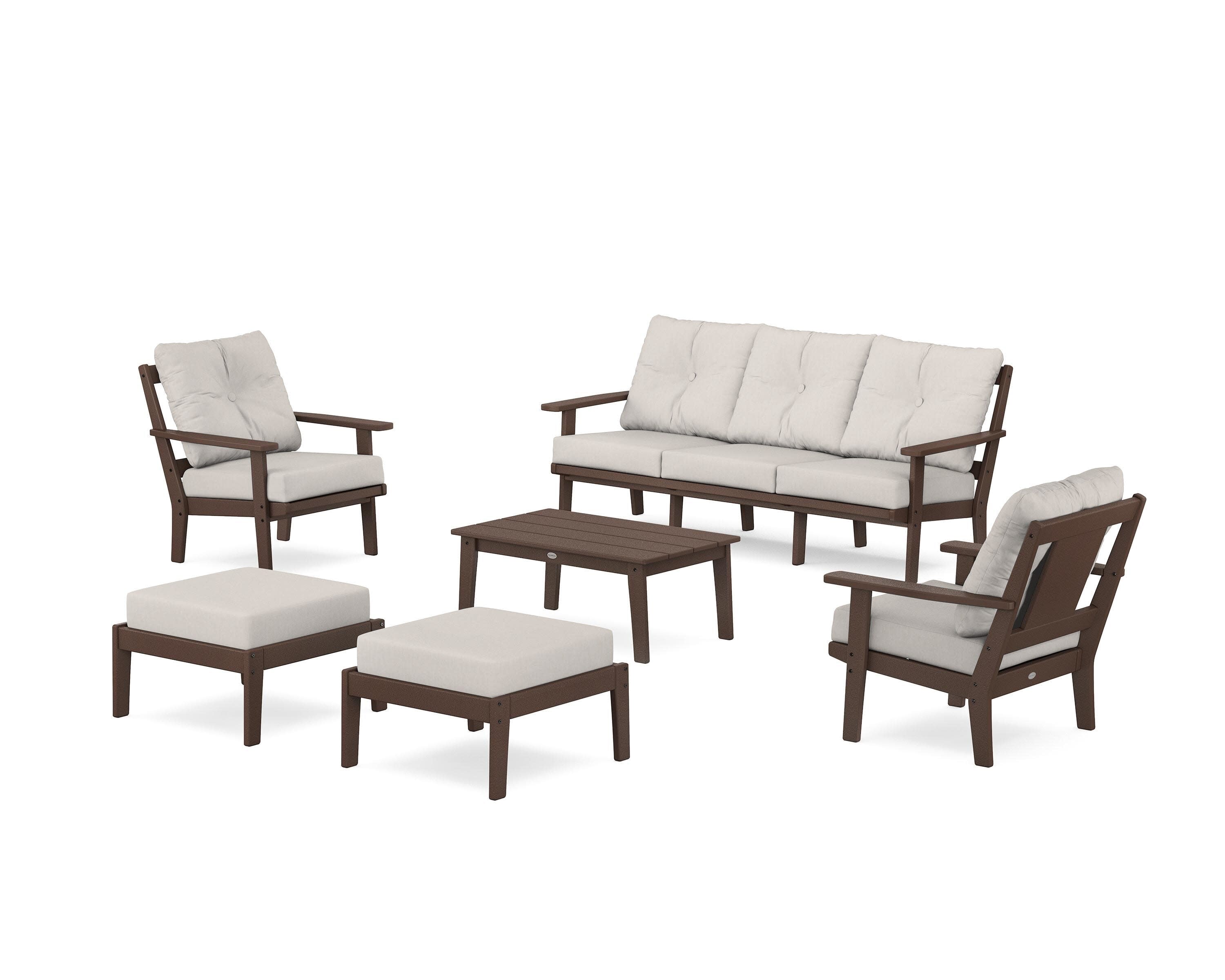 Prairie 6-Piece Lounge Sofa Set in Mahogany / Cast Ash