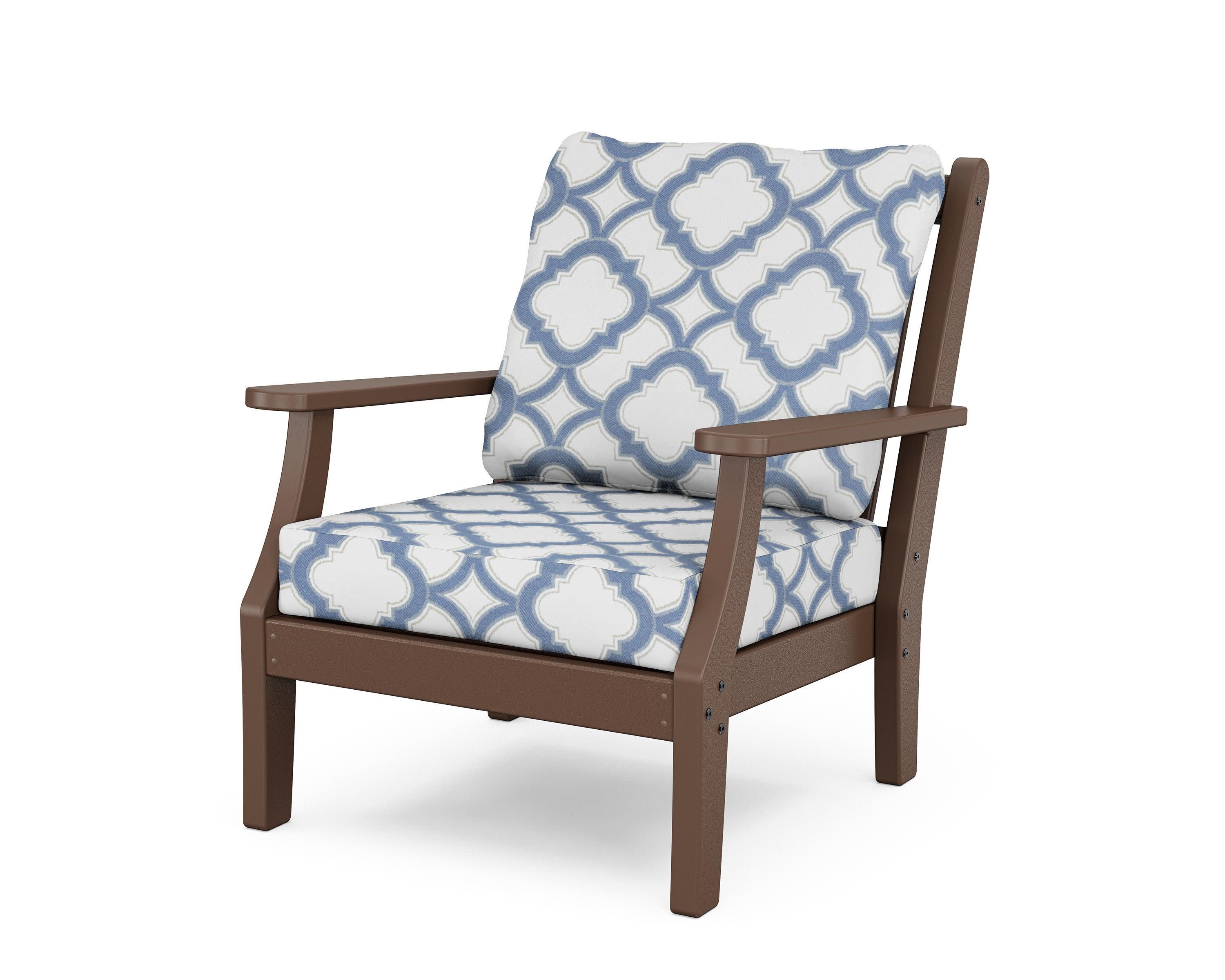 Wovendale Deep Seating Chair in Mahogany / Trellis Sky Blue