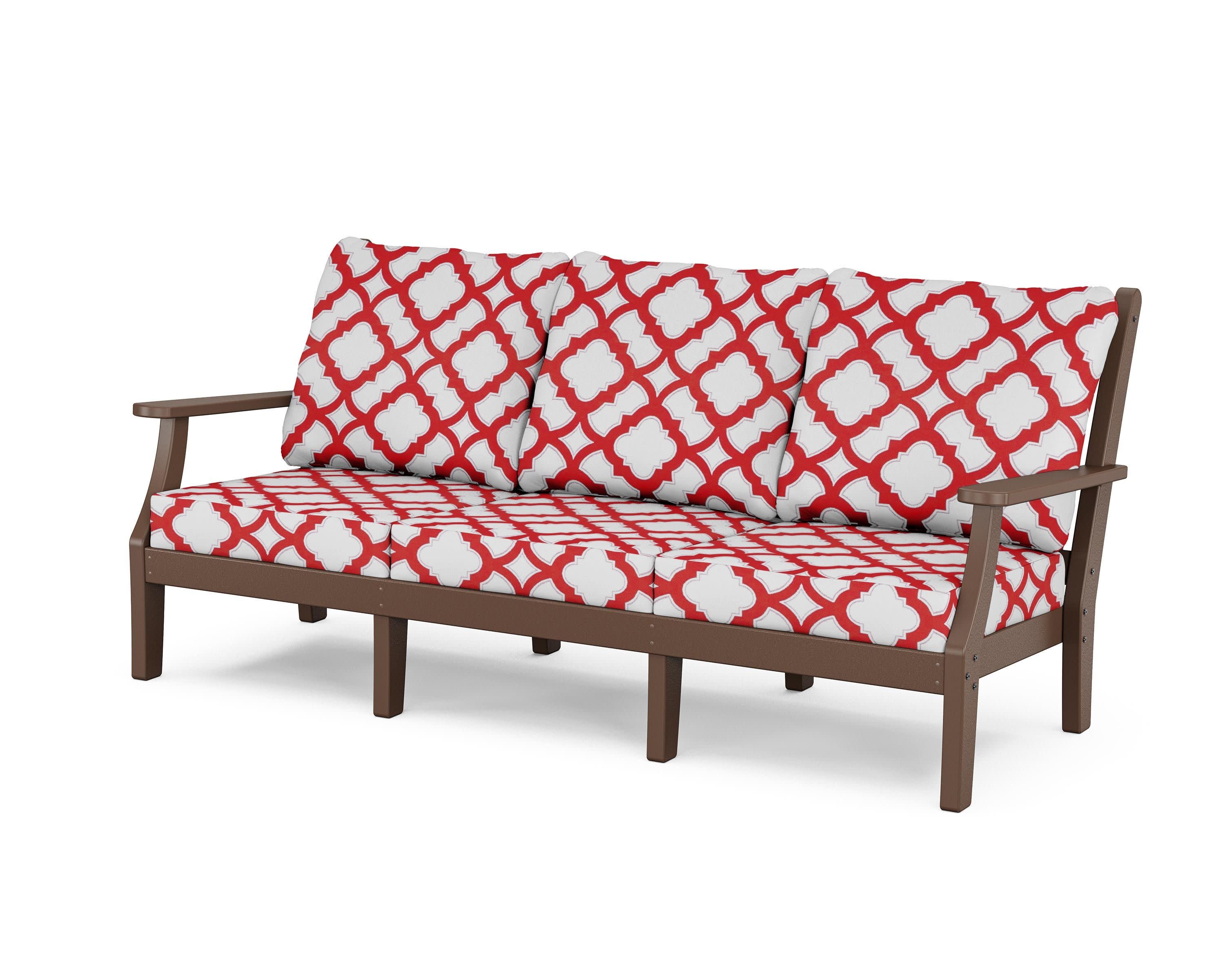 Wovendale Deep Seating Sofa in Mahogany / Trellis Crimson