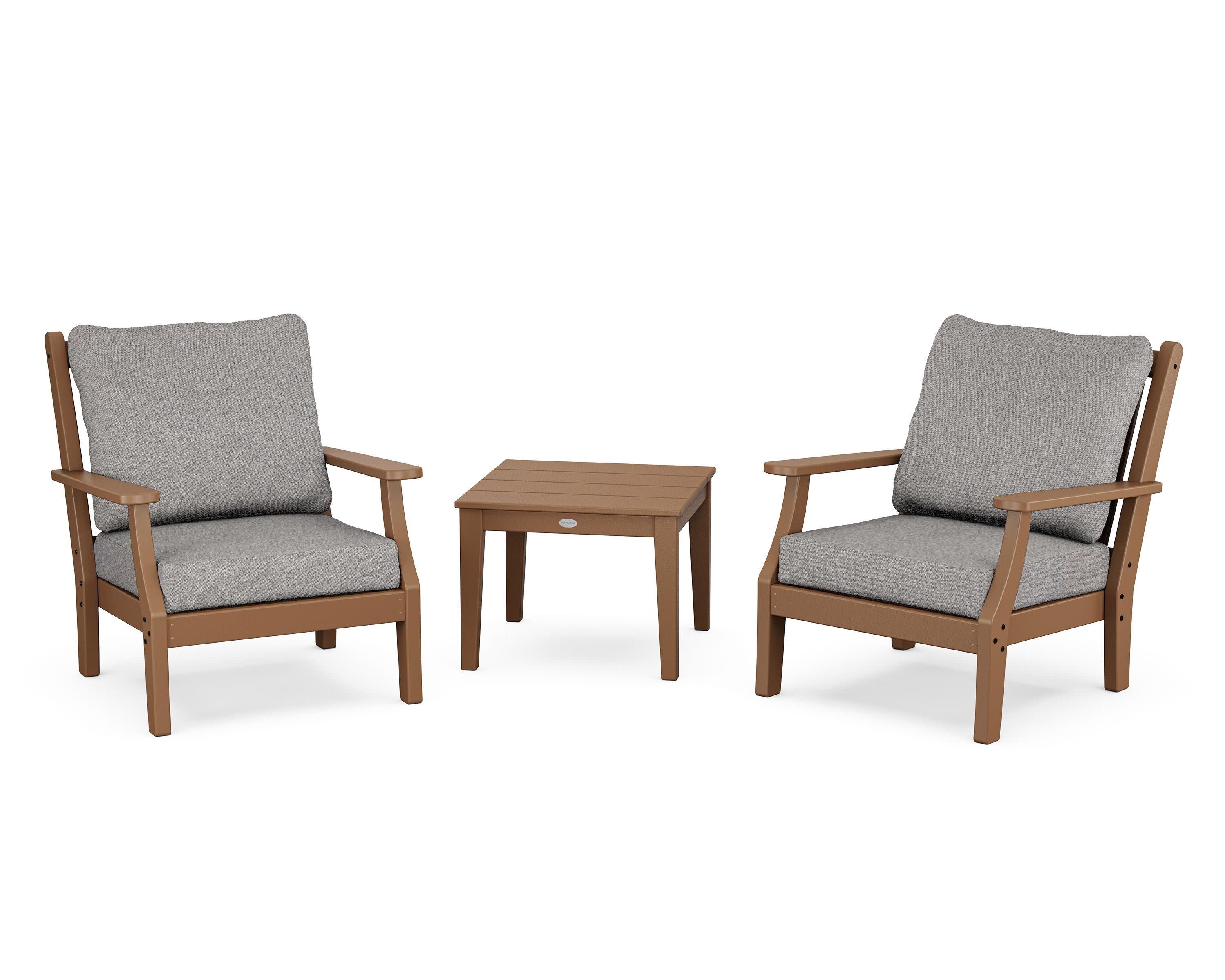 Wovendale 3-Piece Deep Seating Set in Teak / Grey Mist