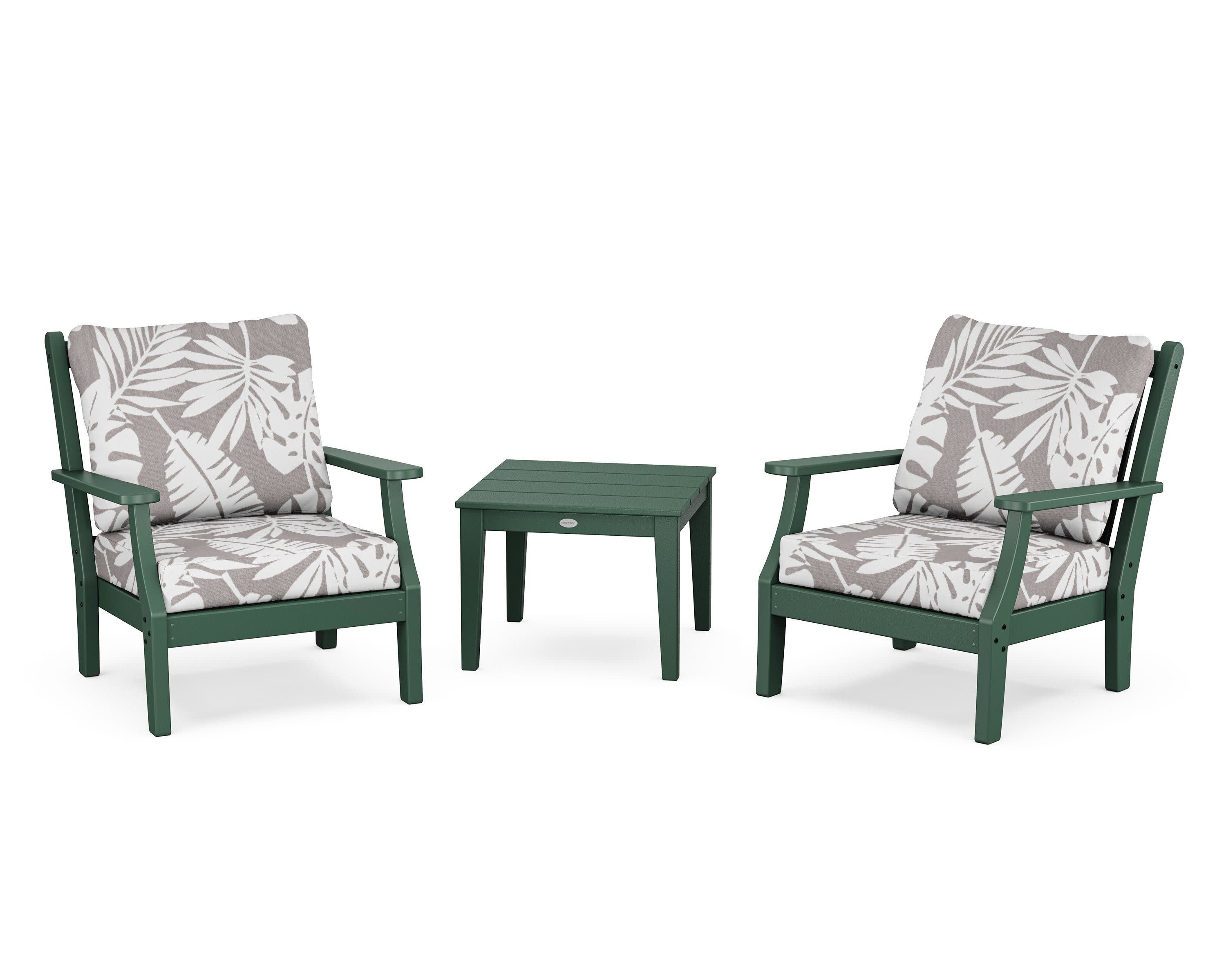 Wovendale 3-Piece Deep Seating Set in Green / Leaf Grey Mist