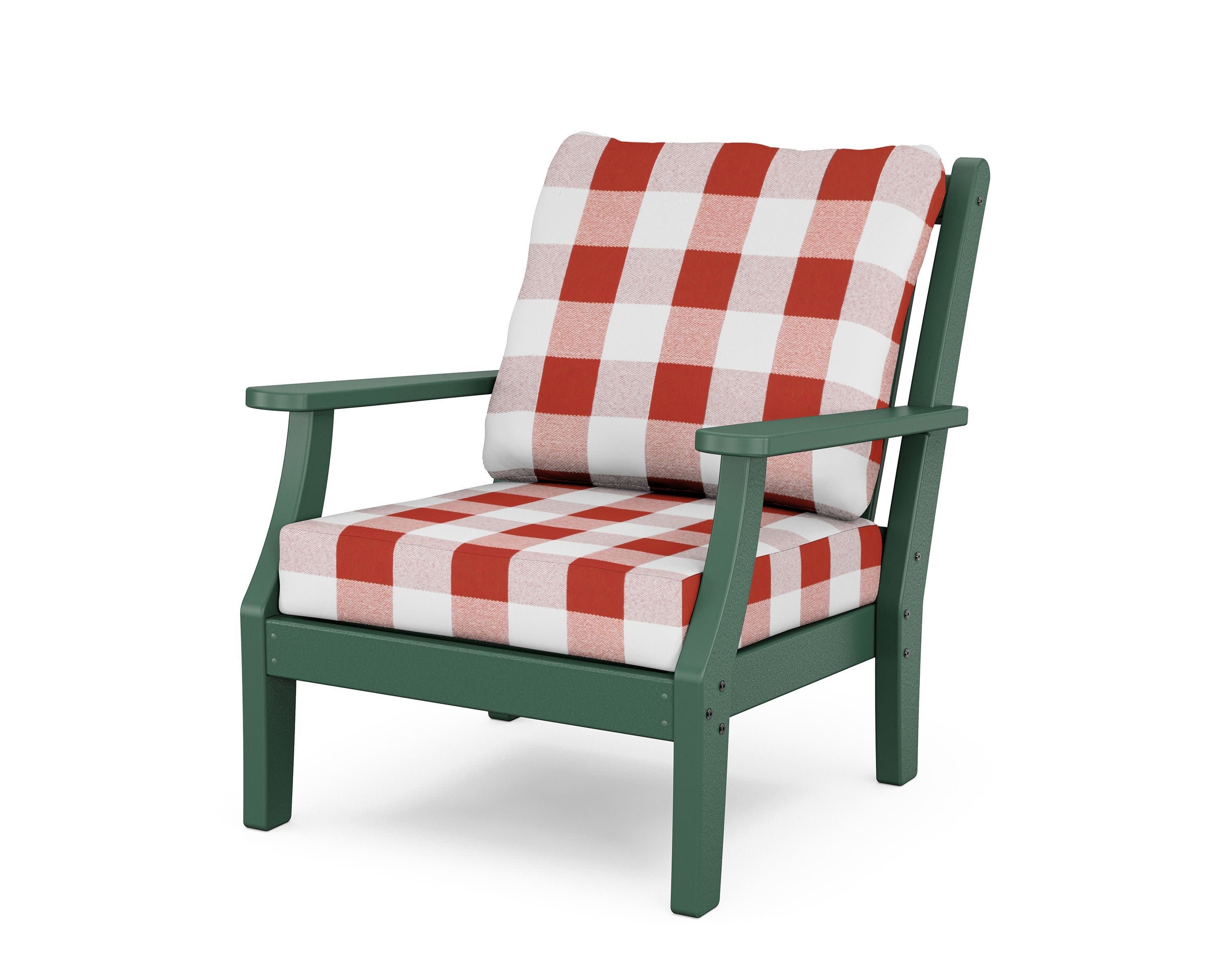 Wovendale Deep Seating Chair in Green / Buffalo Plaid Crimson