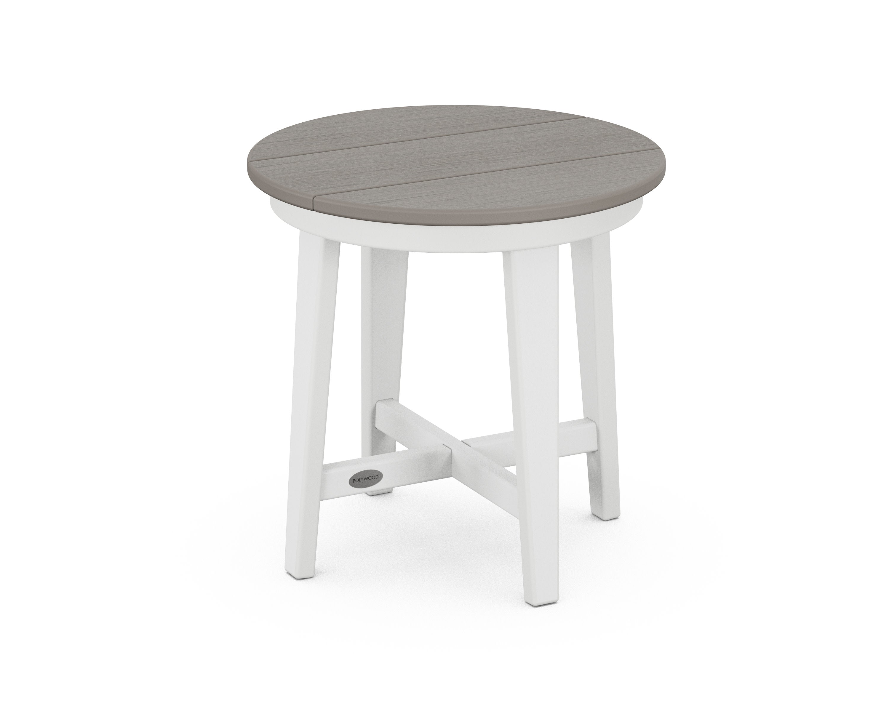 Newport 19" Round End Table in White / Driftwood