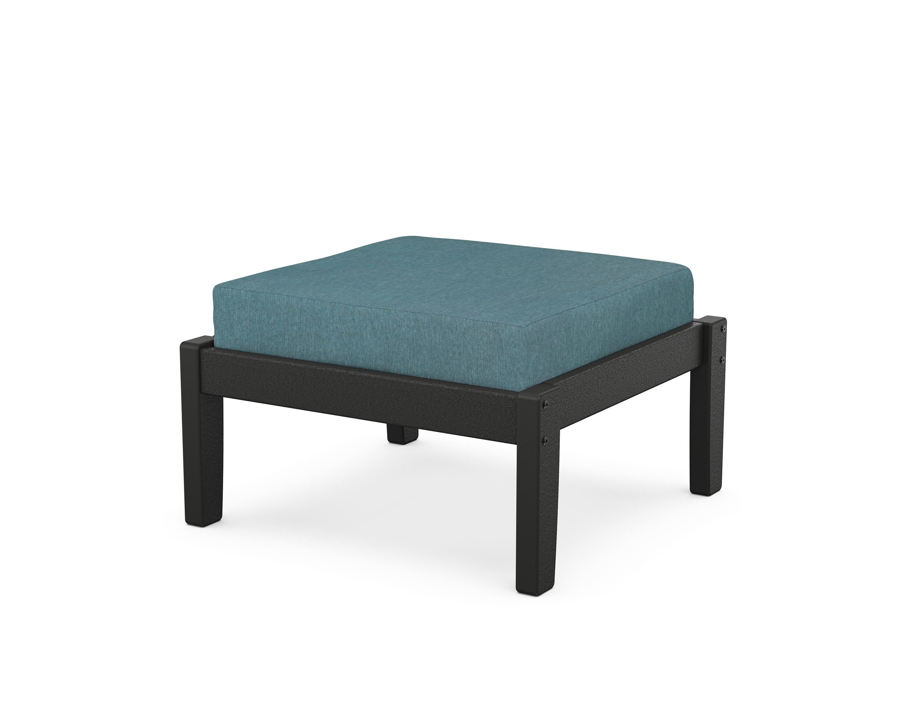 Deep Seating Ottoman in Black / Ocean Teal