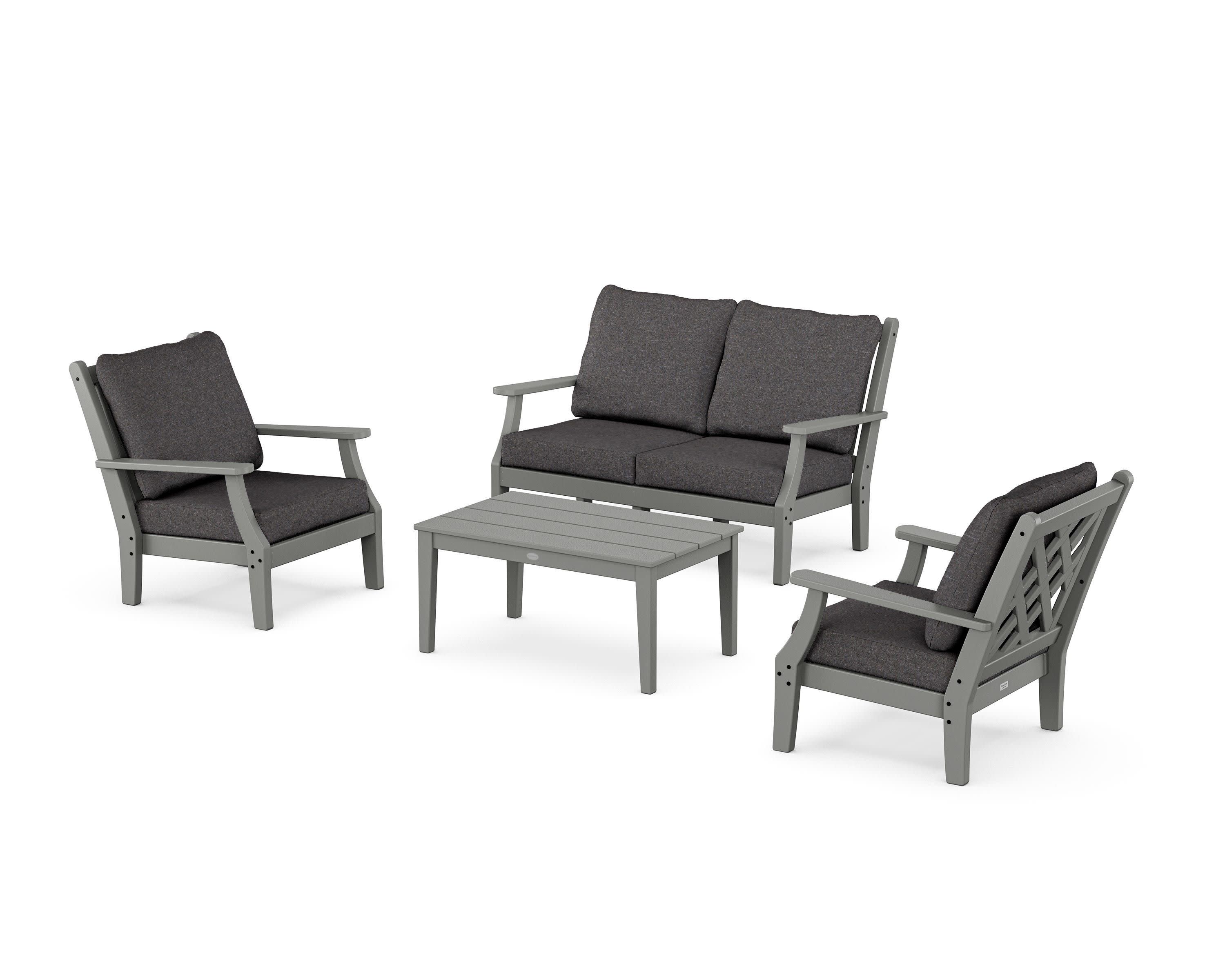 Wovendale 4-Piece Deep Seating Set with Loveseat in Slate Grey / Ash Charcoal