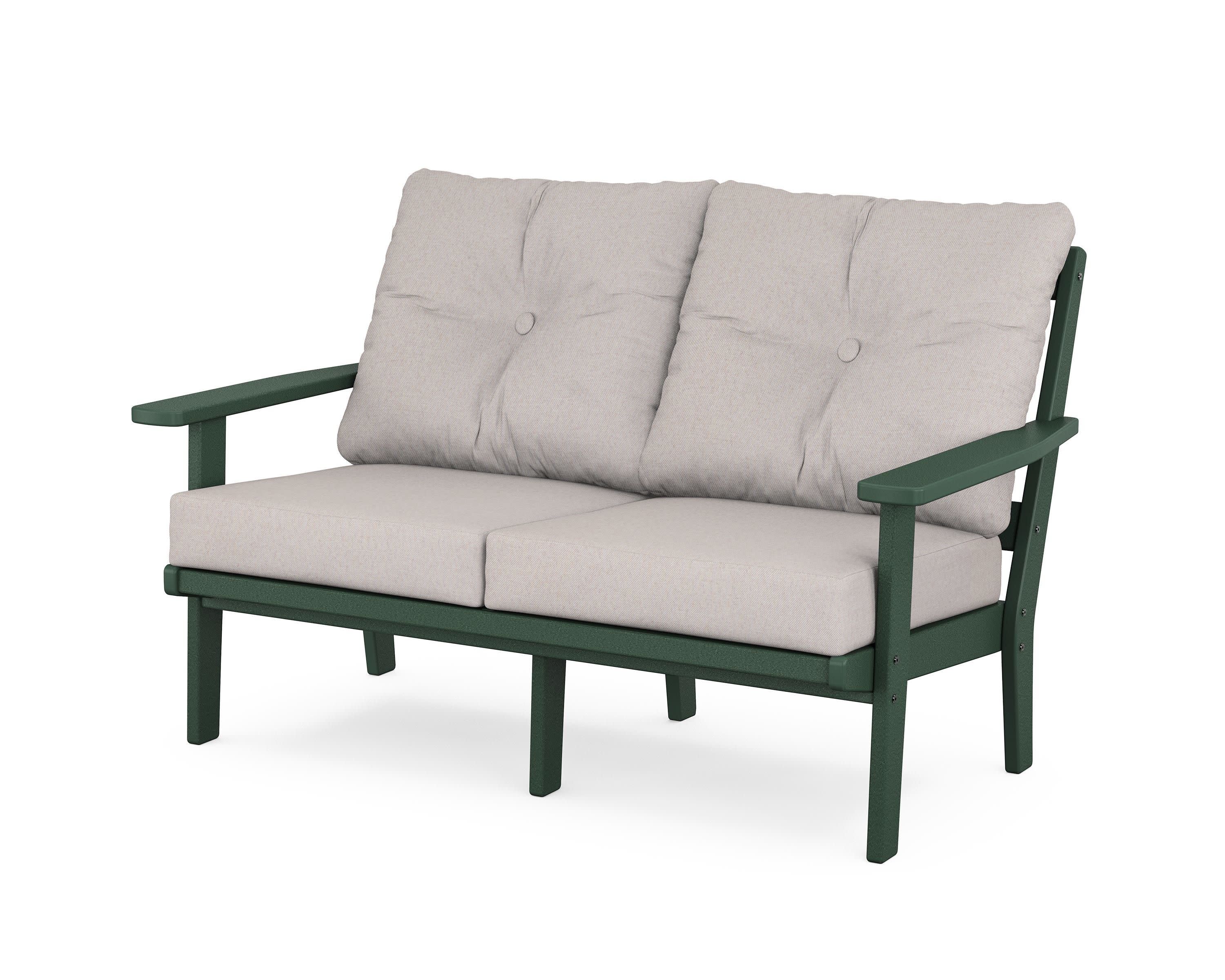 Prairie Deep SeatingLoveseat in Green / Dune Burlap
