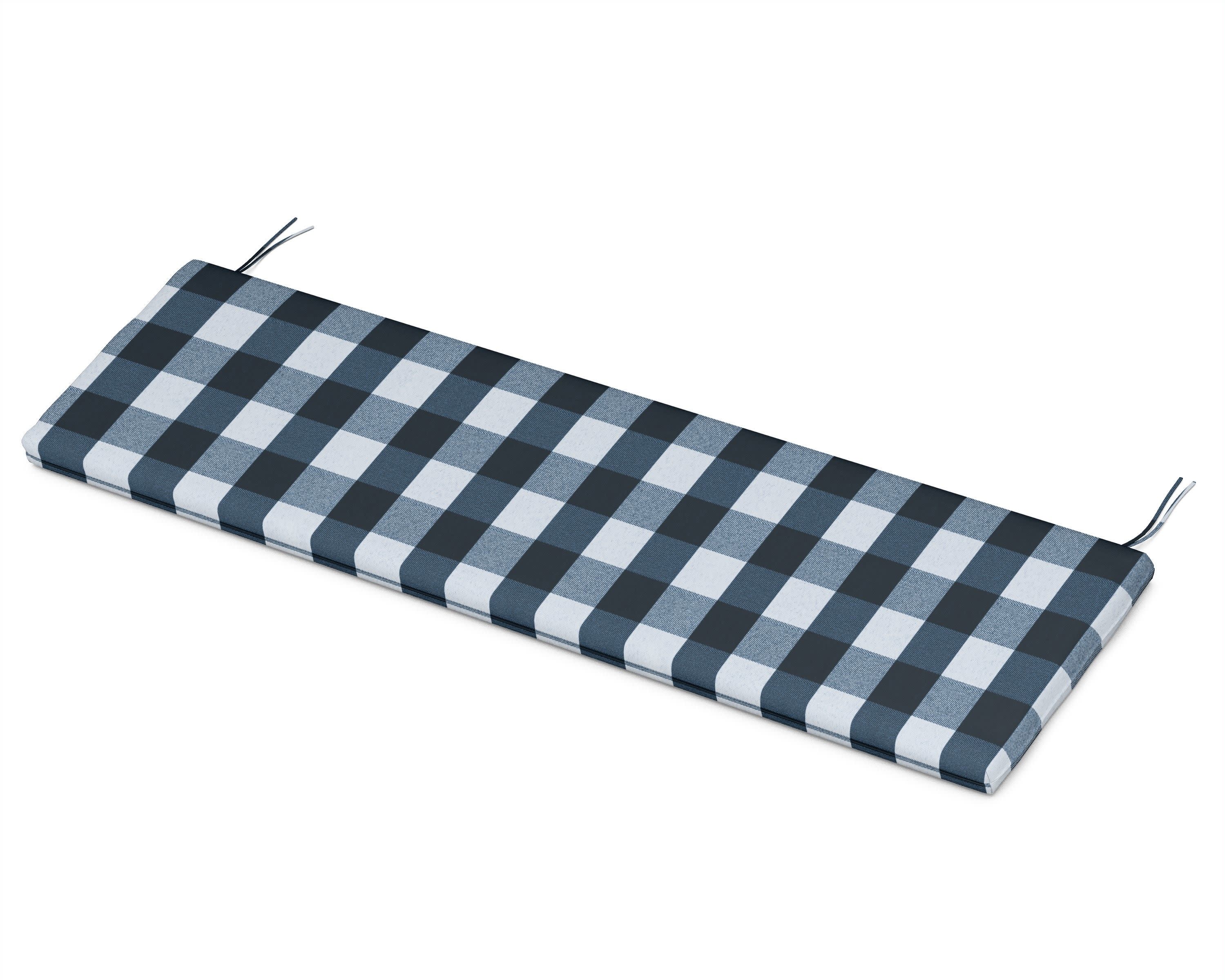 Bench Seat Cushion - 17.5"D x 55"W x 2.5"H in Buffalo Plaid Marine Indigo