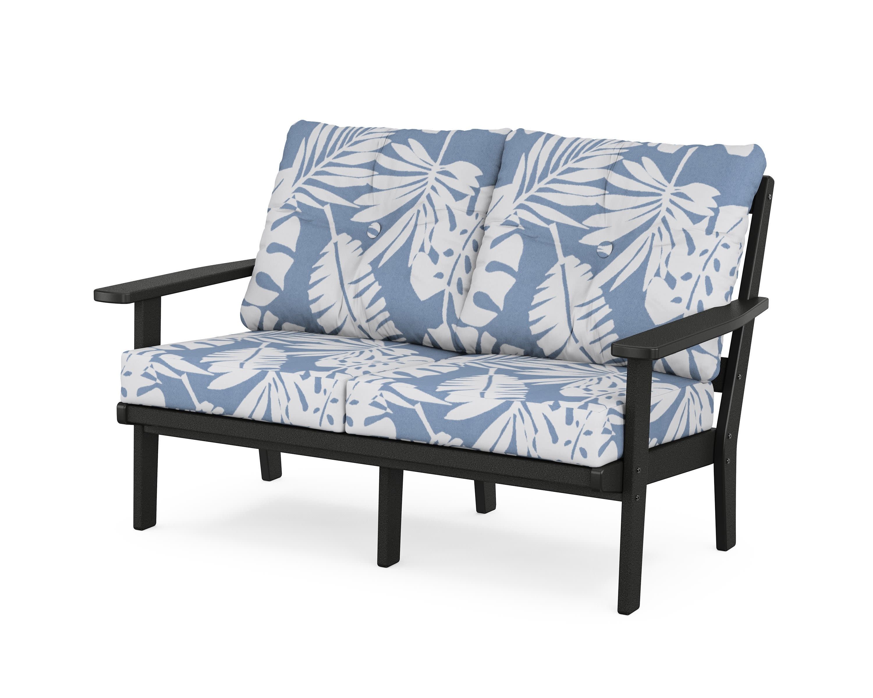 Prairie Deep SeatingLoveseat in Black / Leaf Sky Blue