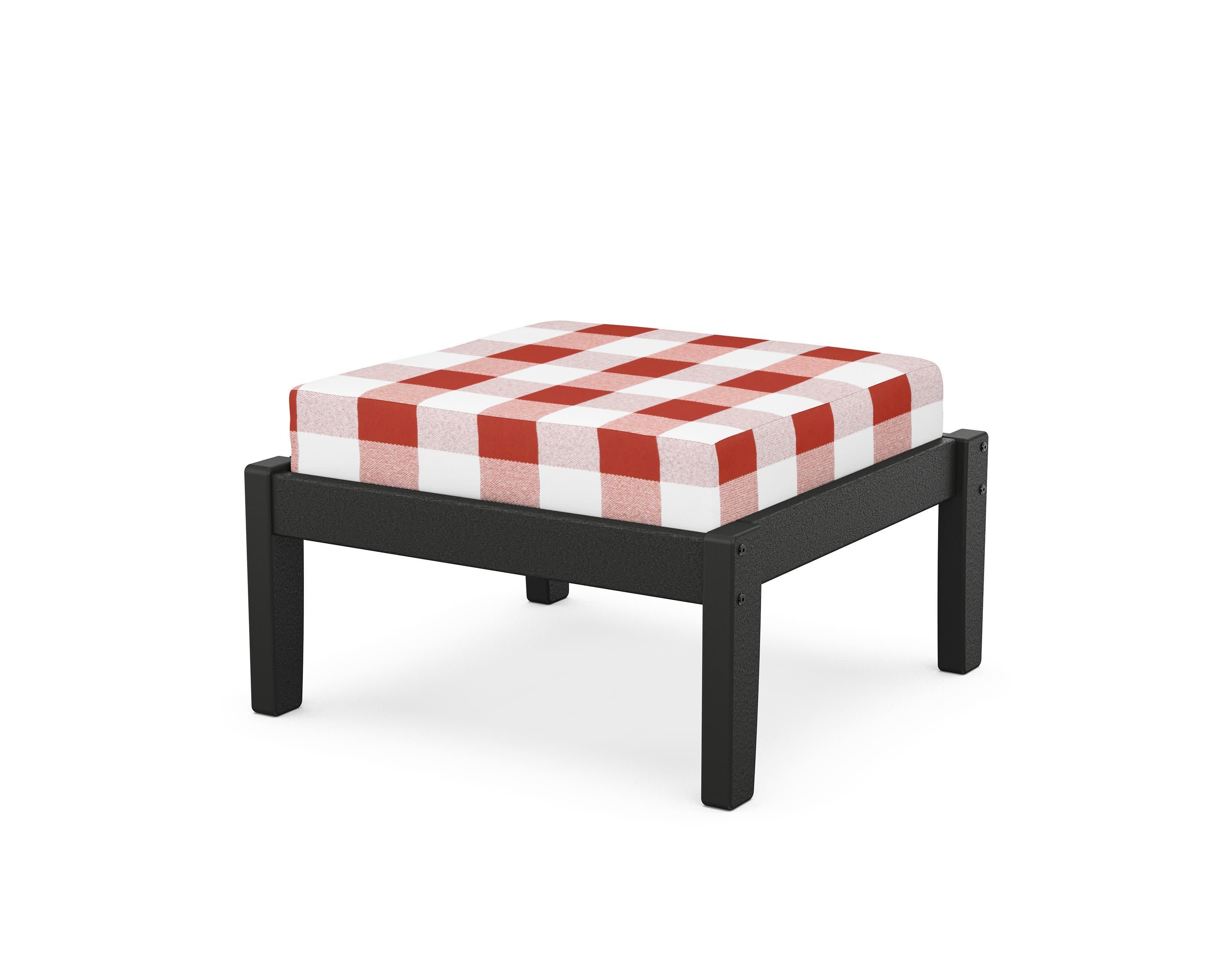 Deep Seating Ottoman in Black / Buffalo Plaid Crimson
