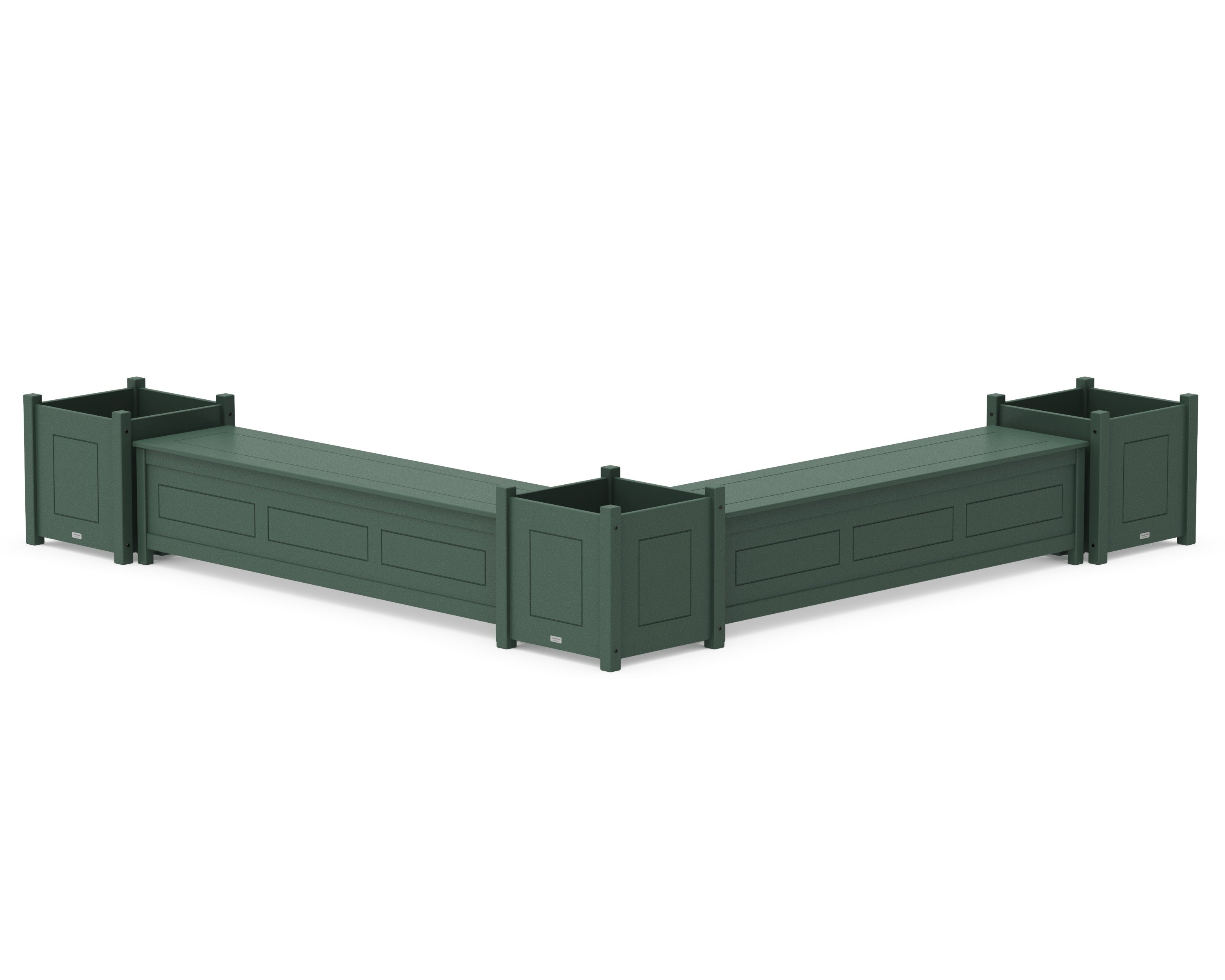 72" Country Living L- Shaped Planter Storage Bench Corner Set- Large in Green