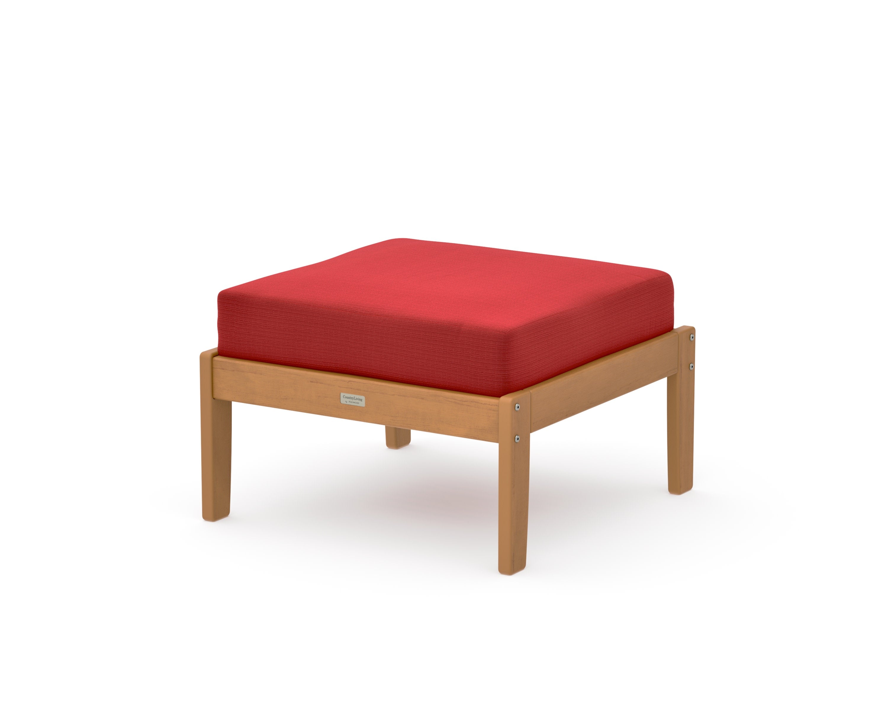 Cottage Deep Seating Ottoman in Natural / Crimson Linen
