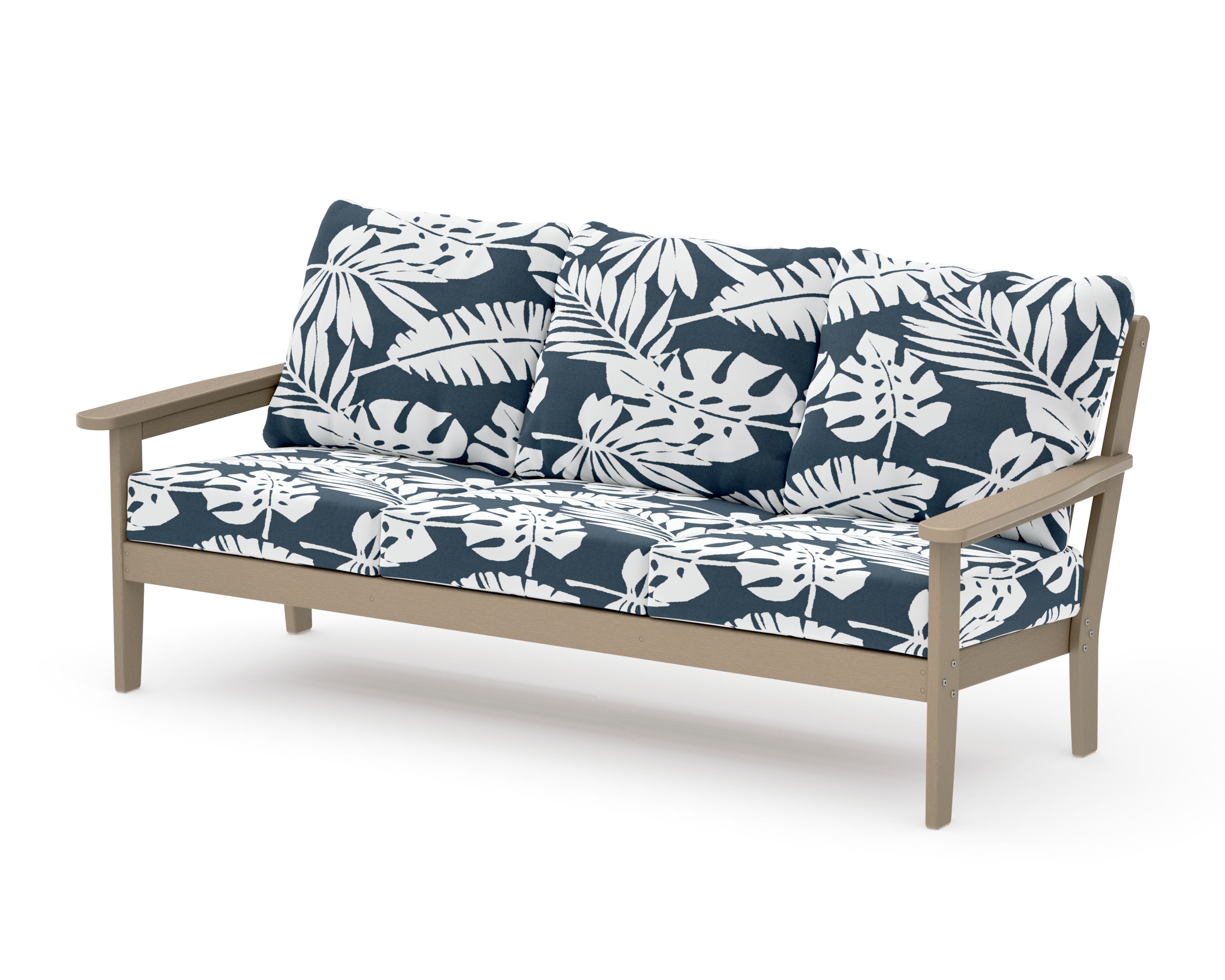 Cottage Deep Seating Sofa in Vintage Sahara / Leaf Marine Indigo