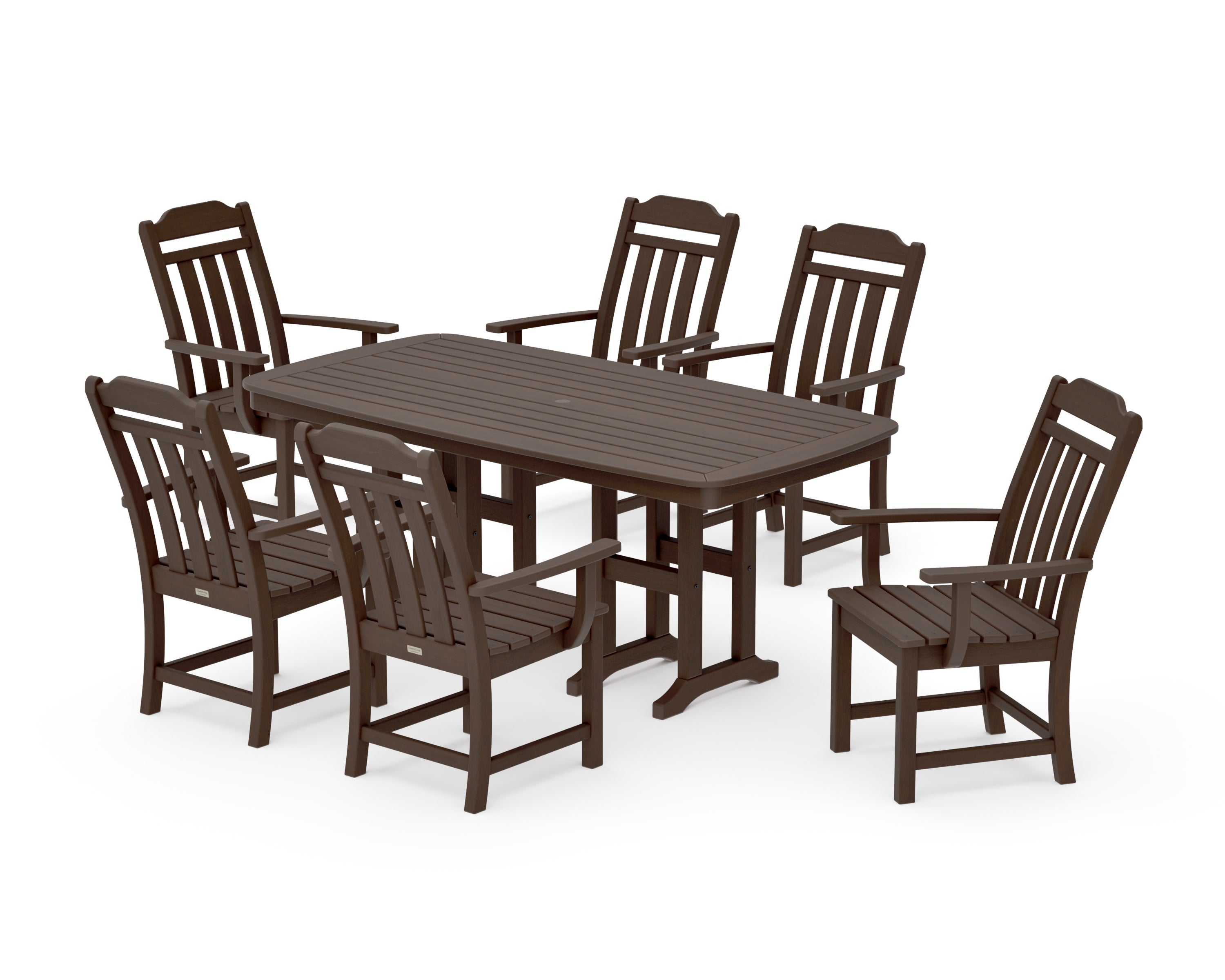 Cottage Arm Chair 7-Piece Dining Set in Kona